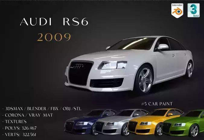  2009 Audi RS6 Low-poly 3D model