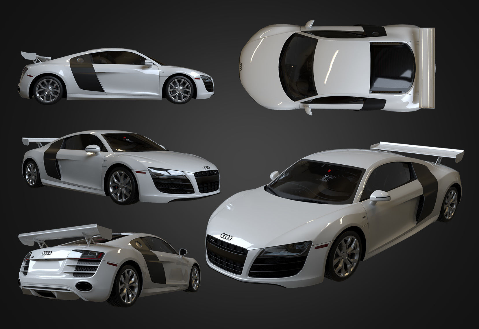 2010 Audi R8  FSI quattro Low-poly 3D model_1