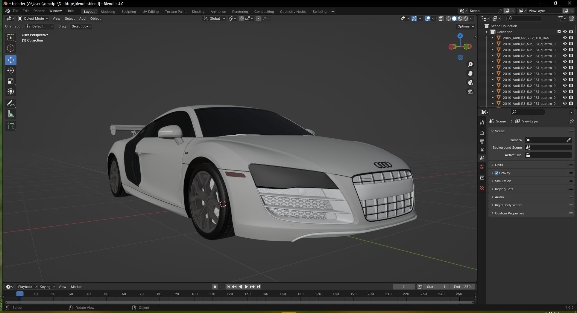 2010 Audi R8  FSI quattro Low-poly 3D model_33