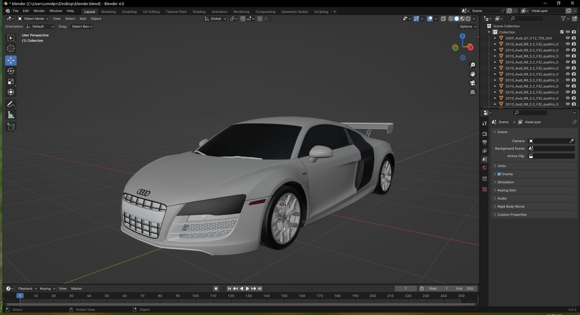 2010 Audi R8  FSI quattro Low-poly 3D model_30