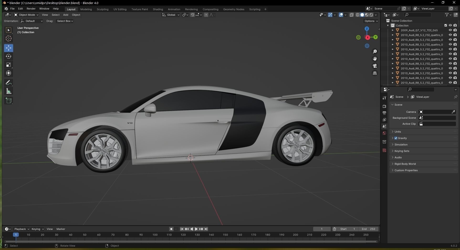 2010 Audi R8  FSI quattro Low-poly 3D model_32