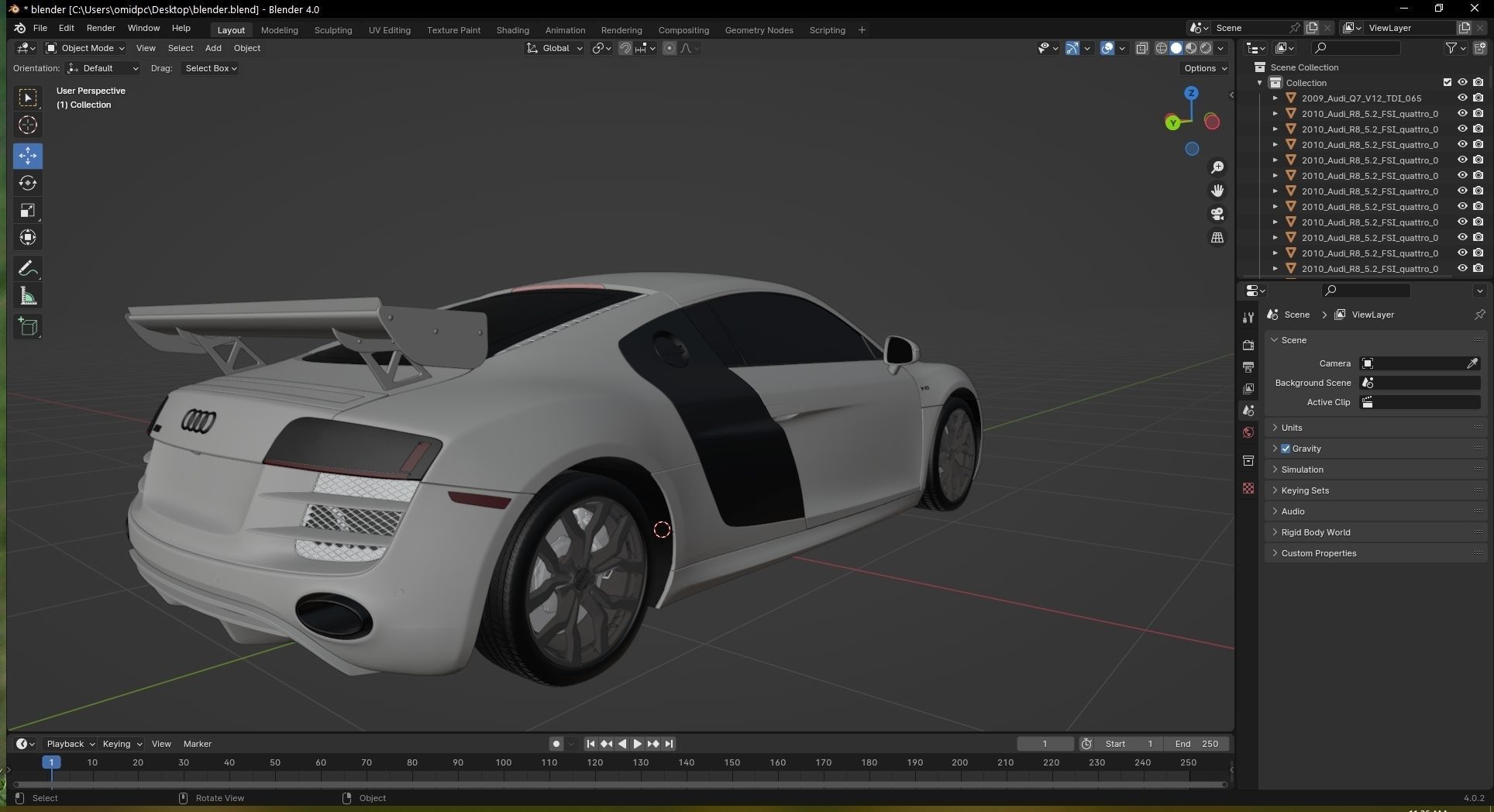 2010 Audi R8  FSI quattro Low-poly 3D model_31