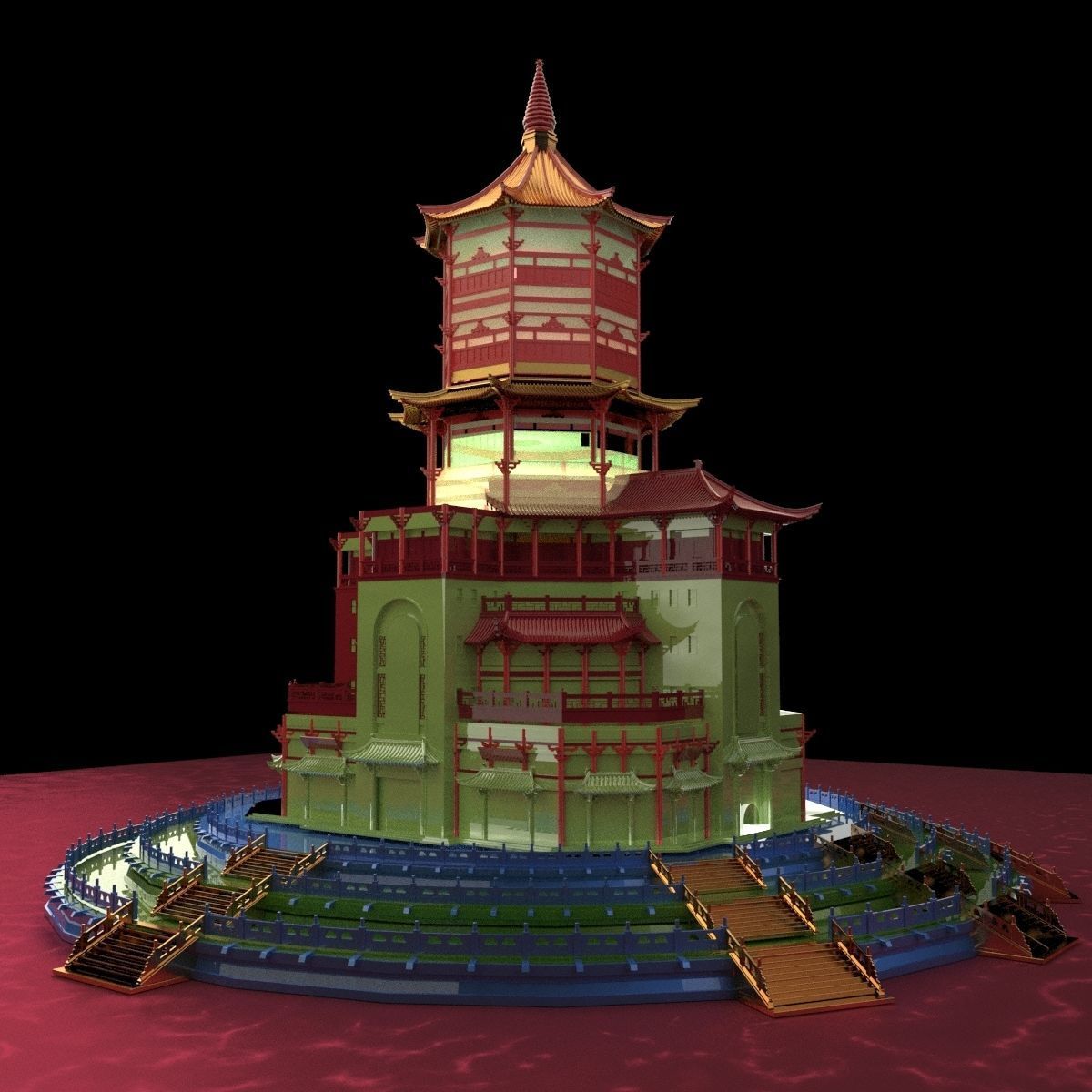 Chinese ancient  tower house   3D model_5