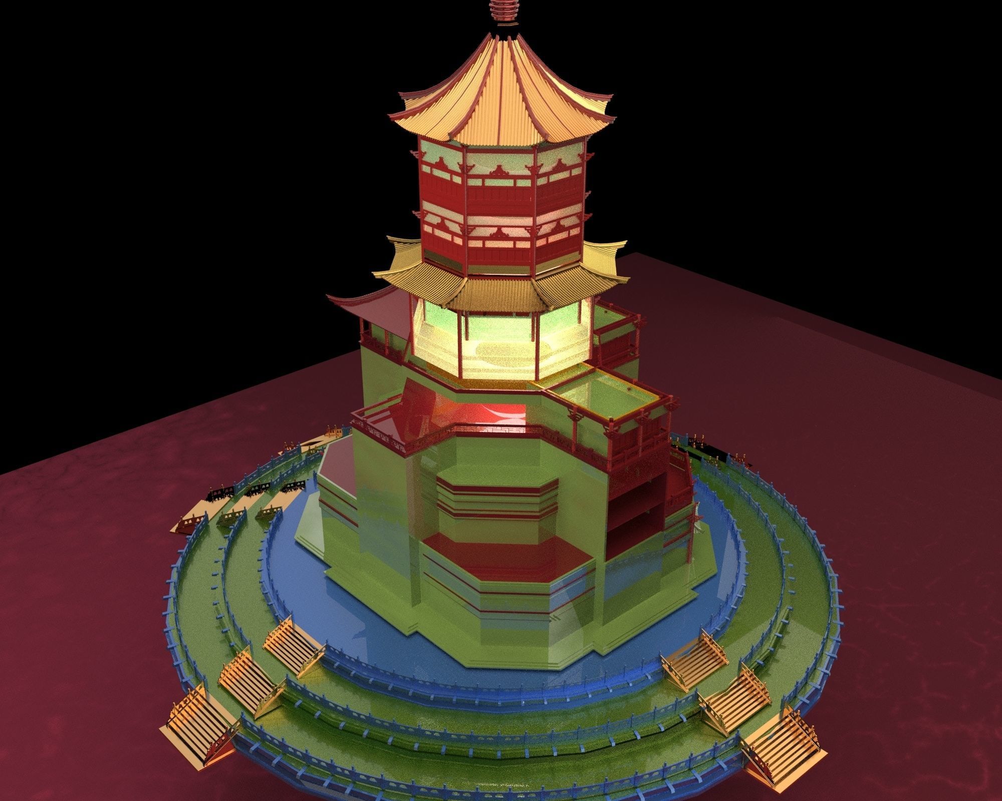 Chinese ancient  tower house   3D model_2