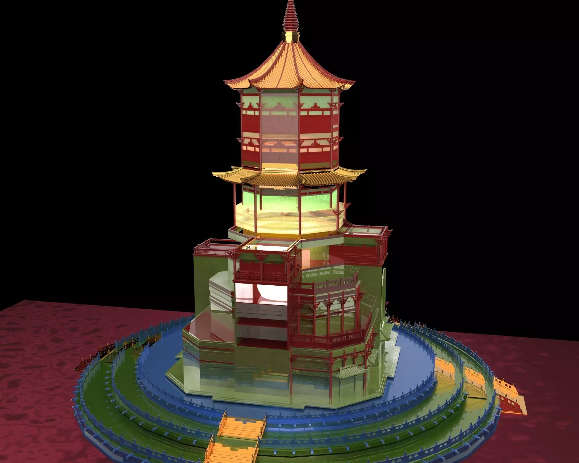 Chinese ancient  tower house   3D model_0