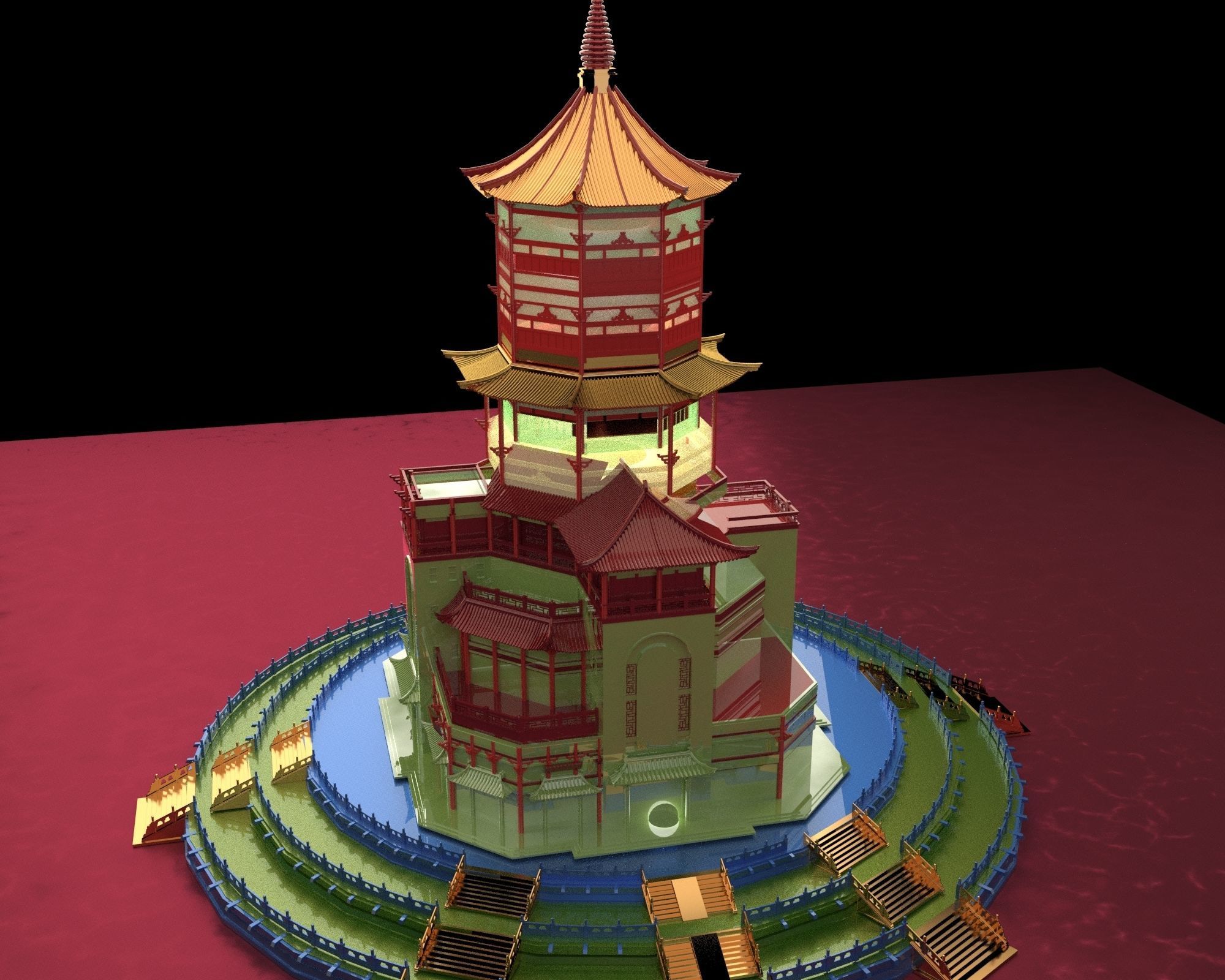 Chinese ancient  tower house   3D model_4