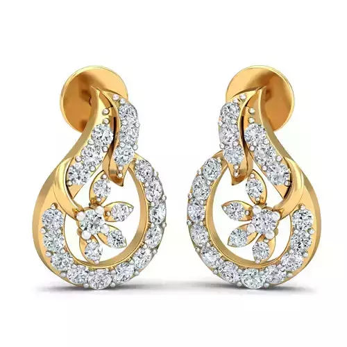 Yellow gold diamond earring-P2 E-6