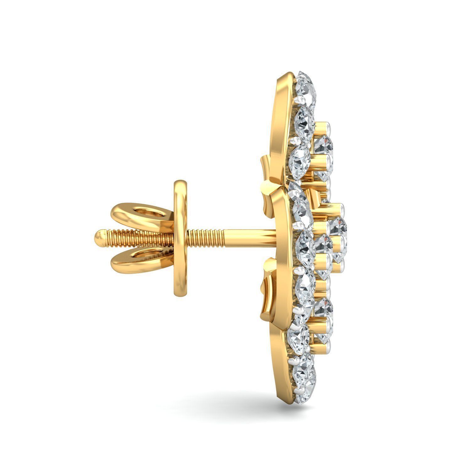 Yellow gold diamond earring-P2 E-8 3D print model_2
