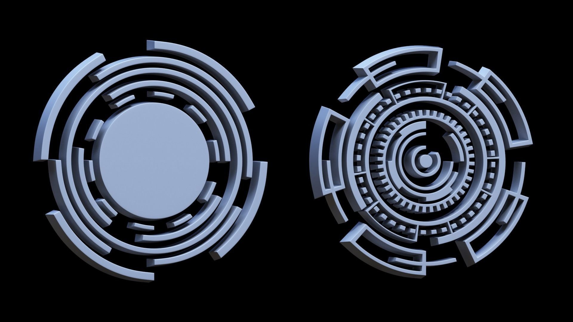 100 Sci-fi Hologram Base Mesh Pack Low-poly 3D model_3