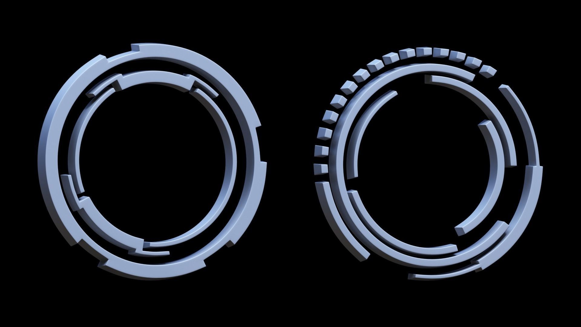 100 Sci-fi Hologram Base Mesh Pack Low-poly 3D model_16