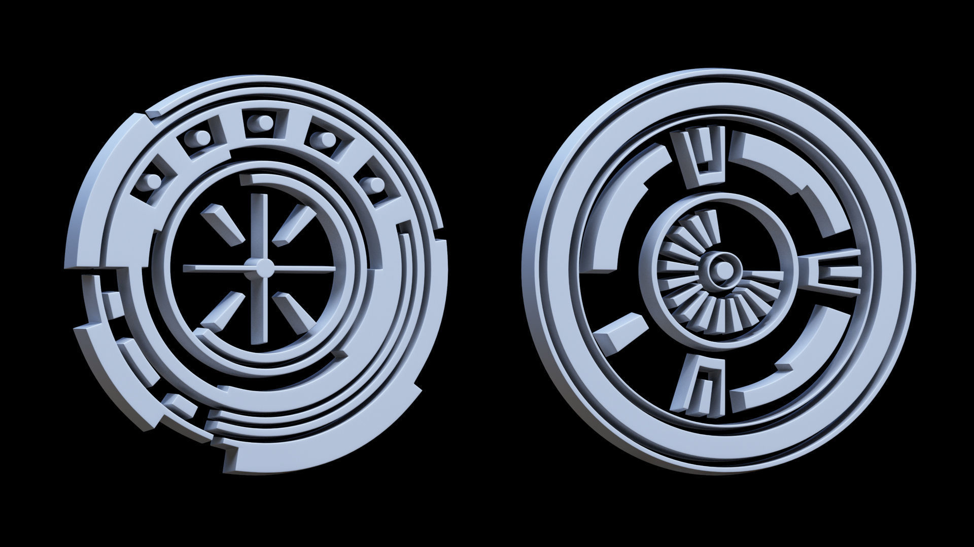 100 Sci-fi Hologram Base Mesh Pack Low-poly 3D model_45