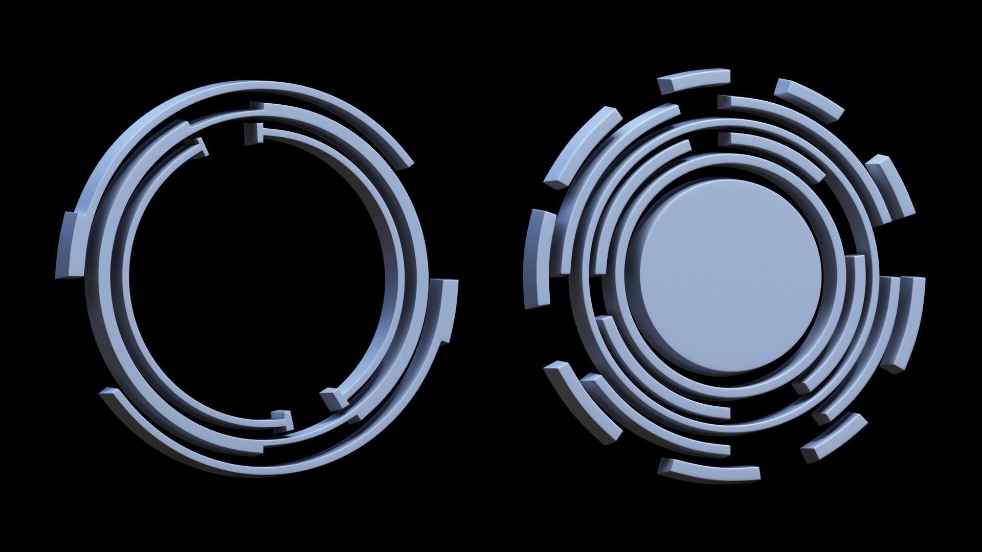 100 Sci-fi Hologram Base Mesh Pack Low-poly 3D model_6