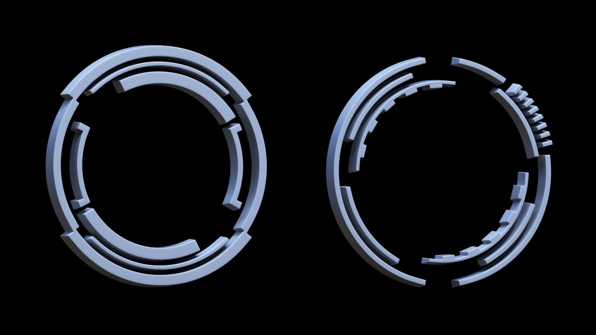 100 Sci-fi Hologram Base Mesh Pack Low-poly 3D model_17