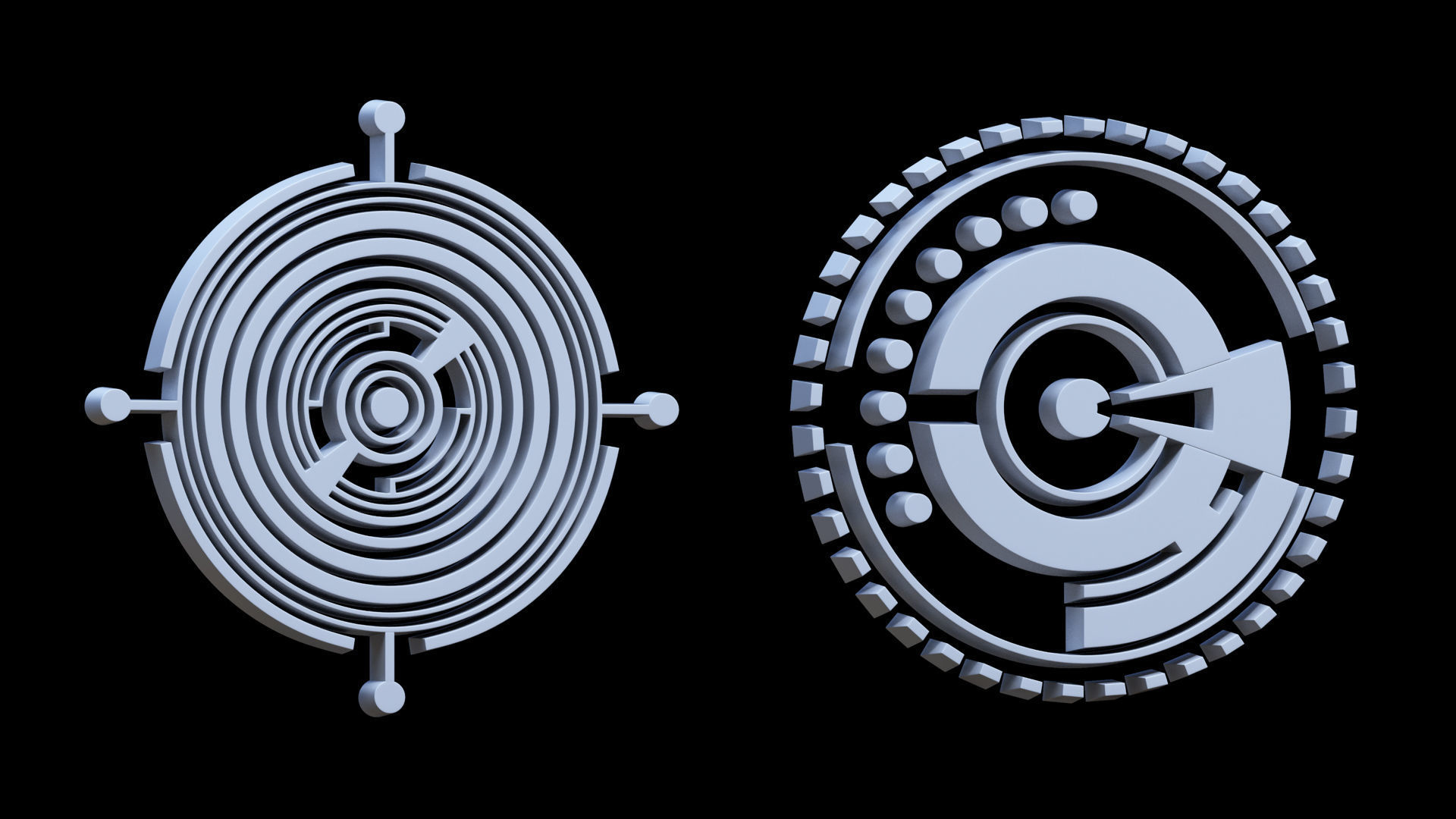 100 Sci-fi Hologram Base Mesh Pack Low-poly 3D model_35