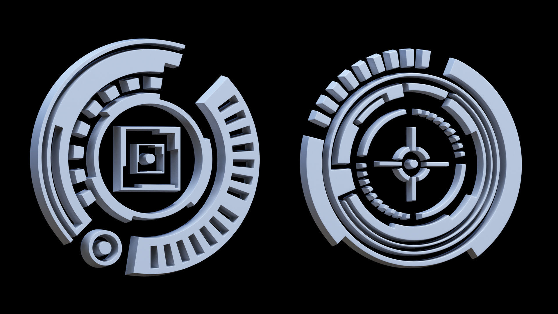 100 Sci-fi Hologram Base Mesh Pack Low-poly 3D model_44