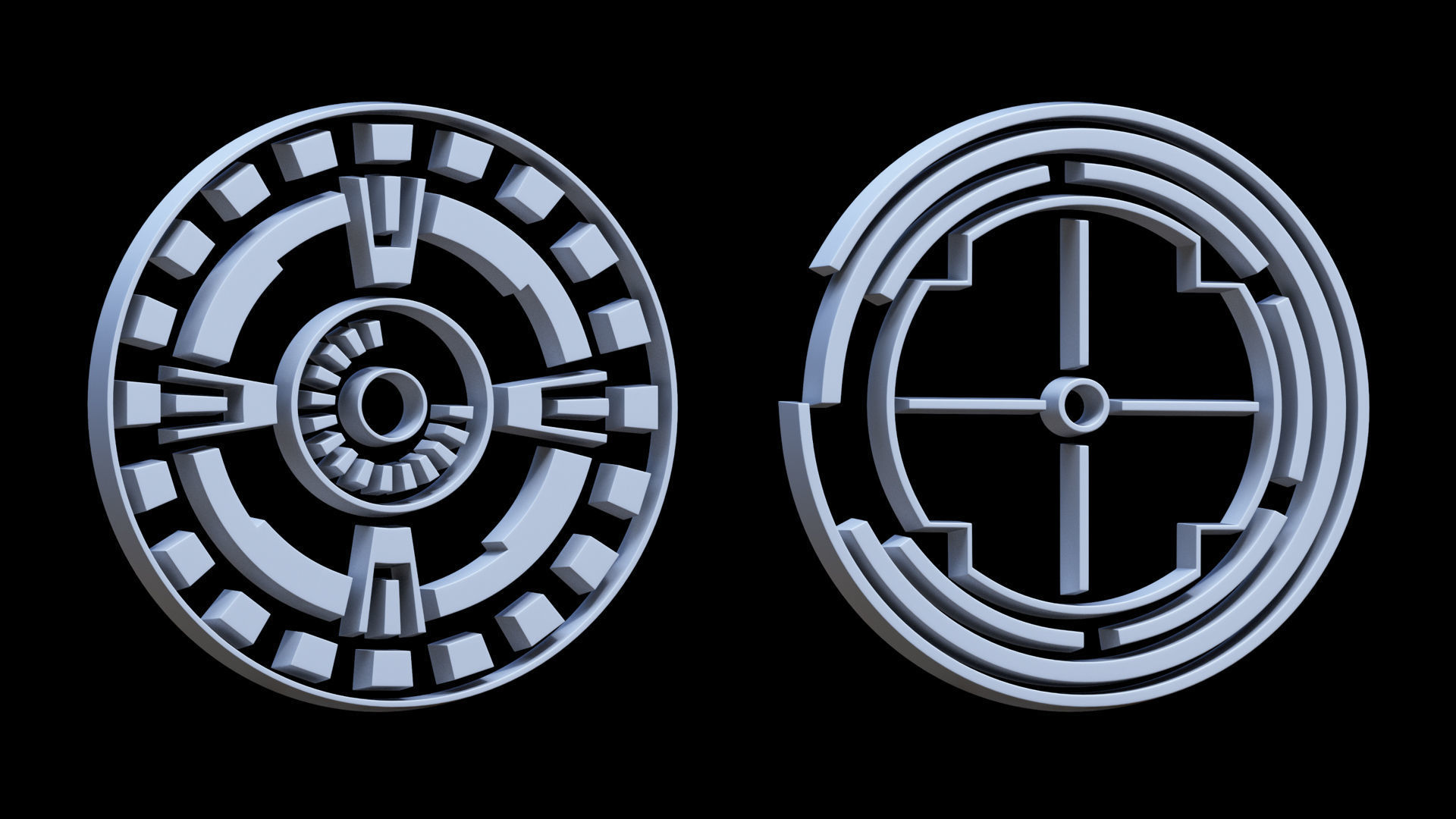 100 Sci-fi Hologram Base Mesh Pack Low-poly 3D model_46