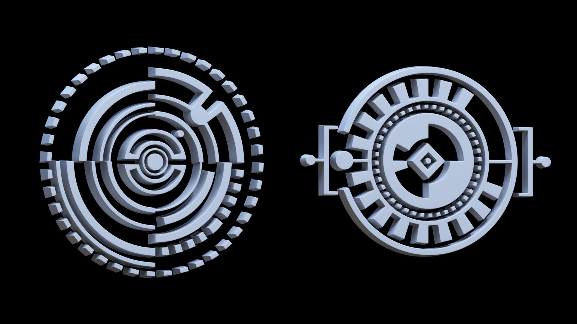 100 Sci-fi Hologram Base Mesh Pack Low-poly 3D model_34