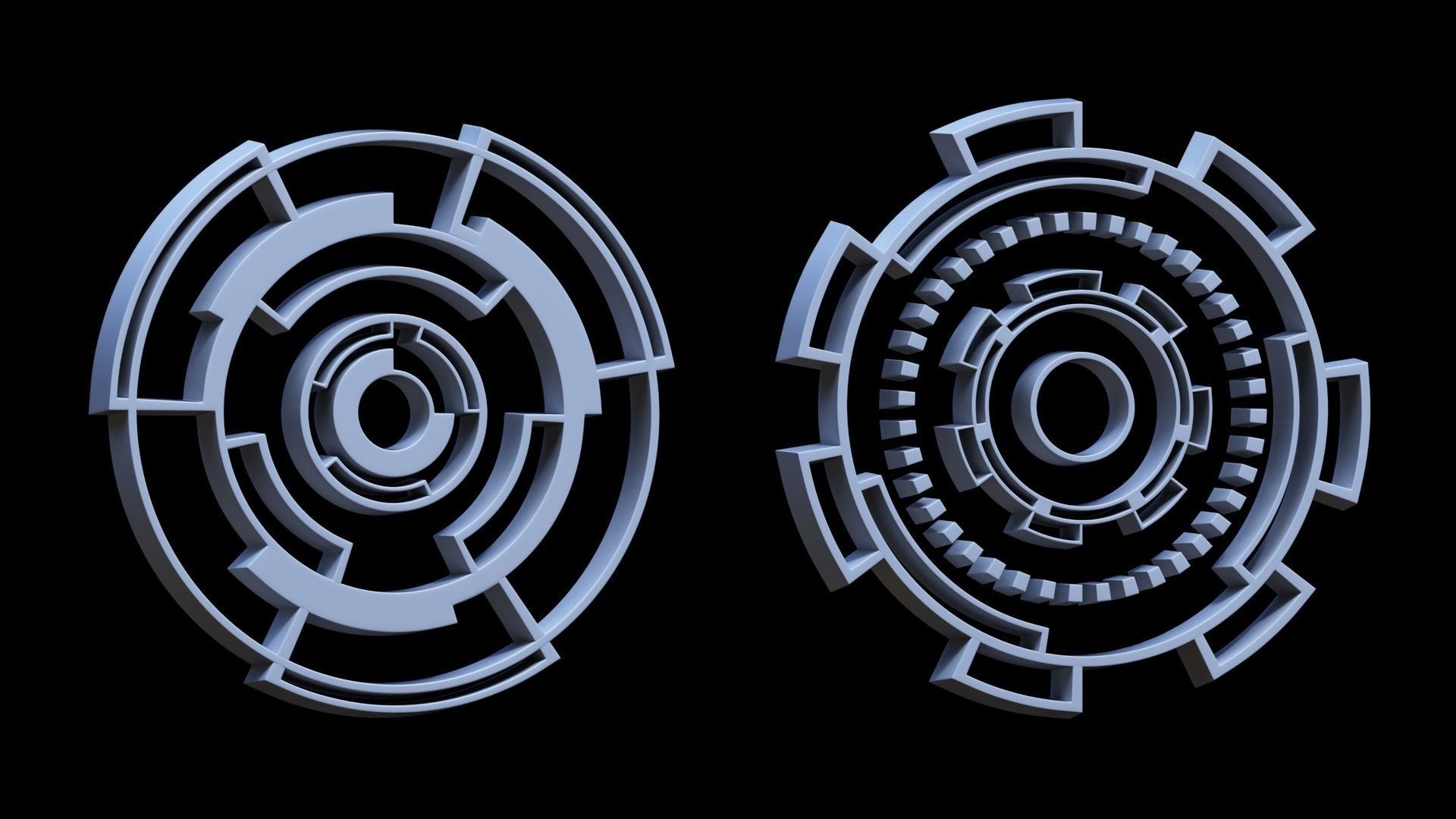 100 Sci-fi Hologram Base Mesh Pack Low-poly 3D model_4