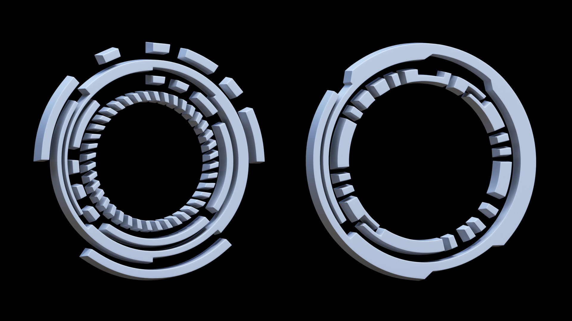 100 Sci-fi Hologram Base Mesh Pack Low-poly 3D model_41