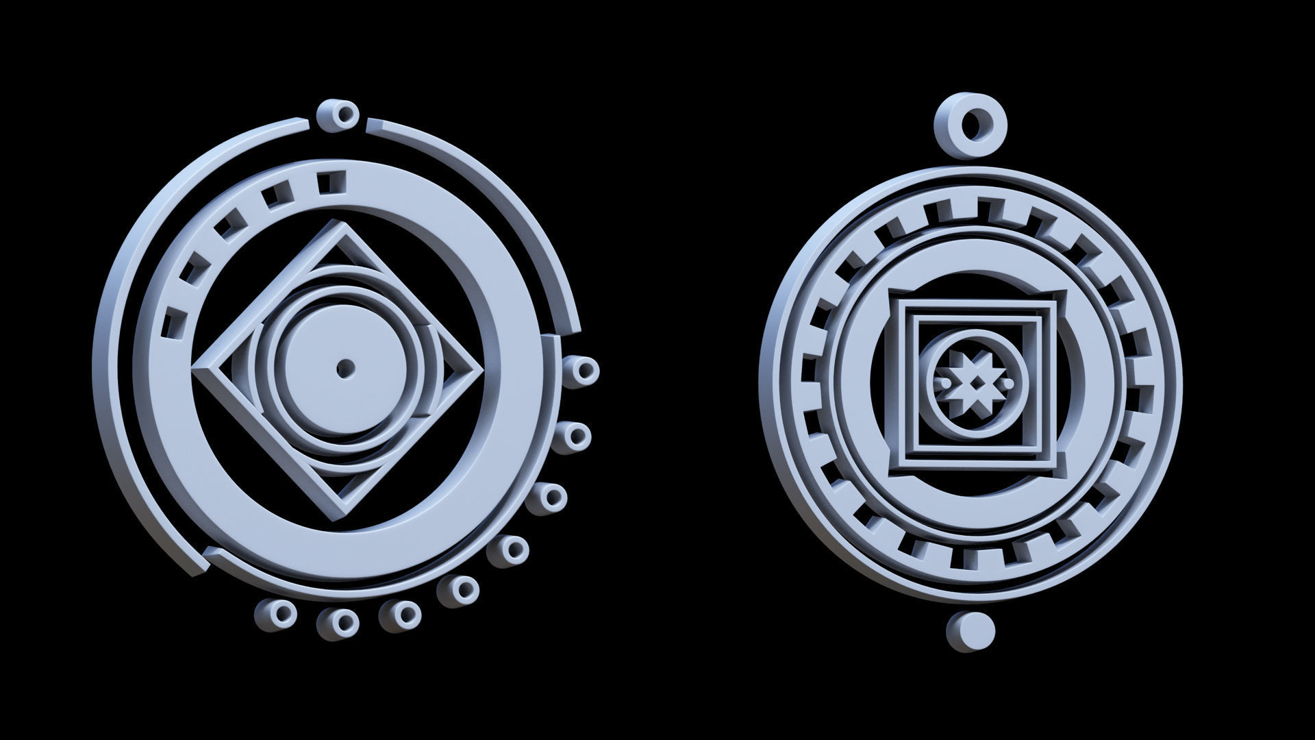 100 Sci-fi Hologram Base Mesh Pack Low-poly 3D model_33