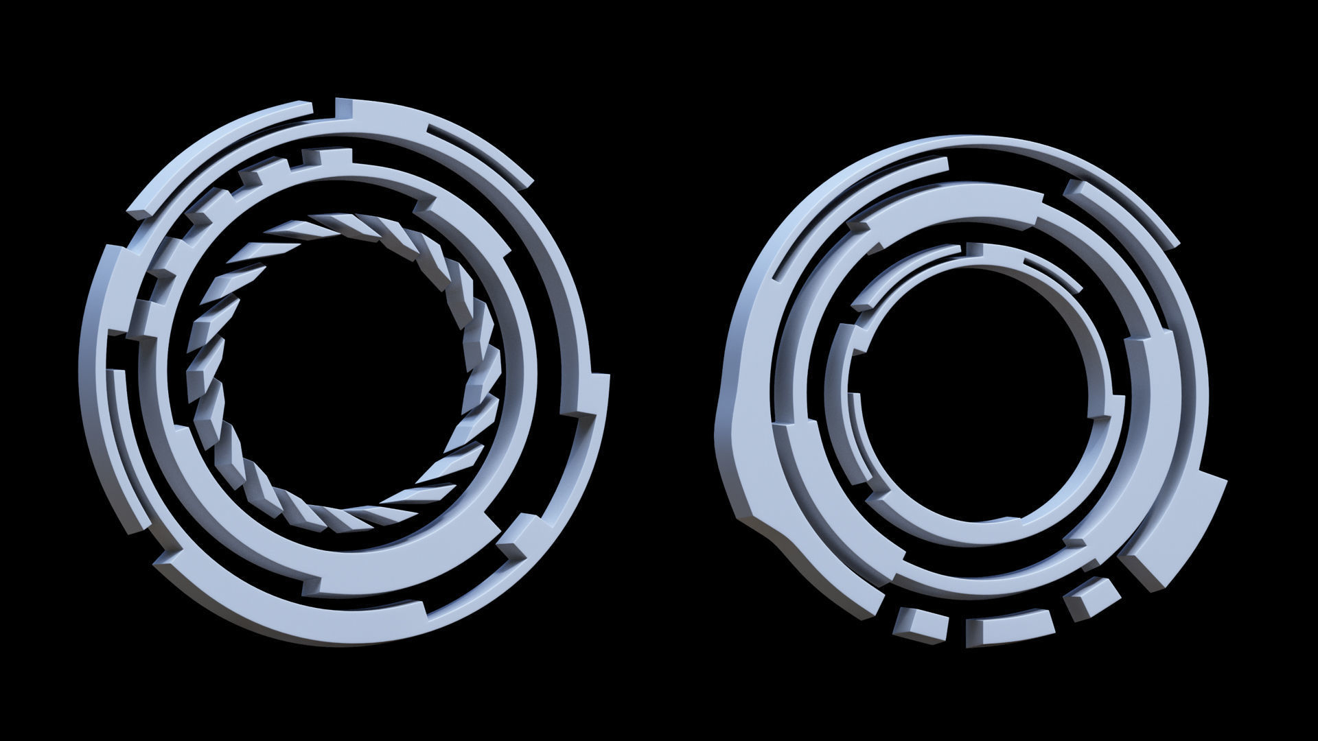 100 Sci-fi Hologram Base Mesh Pack Low-poly 3D model_40