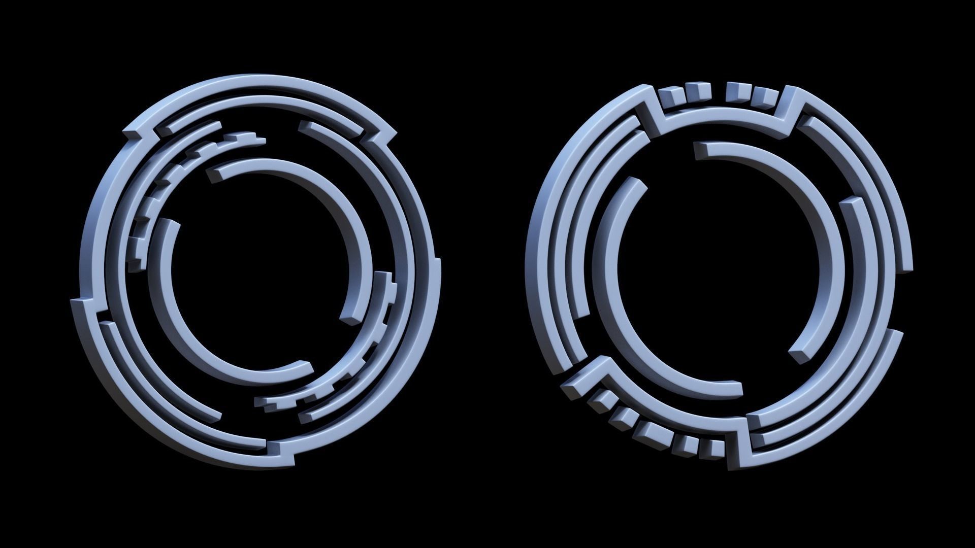 100 Sci-fi Hologram Base Mesh Pack Low-poly 3D model_18