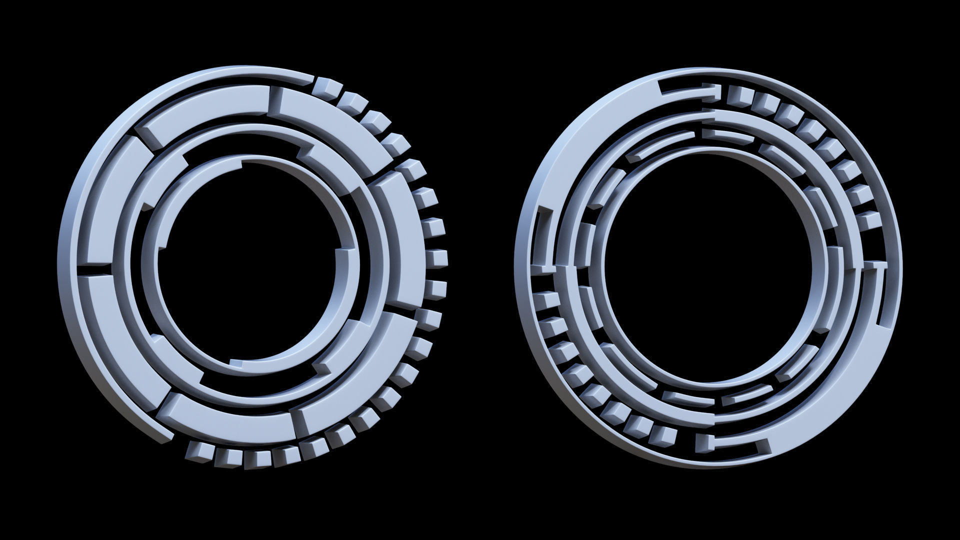 100 Sci-fi Hologram Base Mesh Pack Low-poly 3D model_47