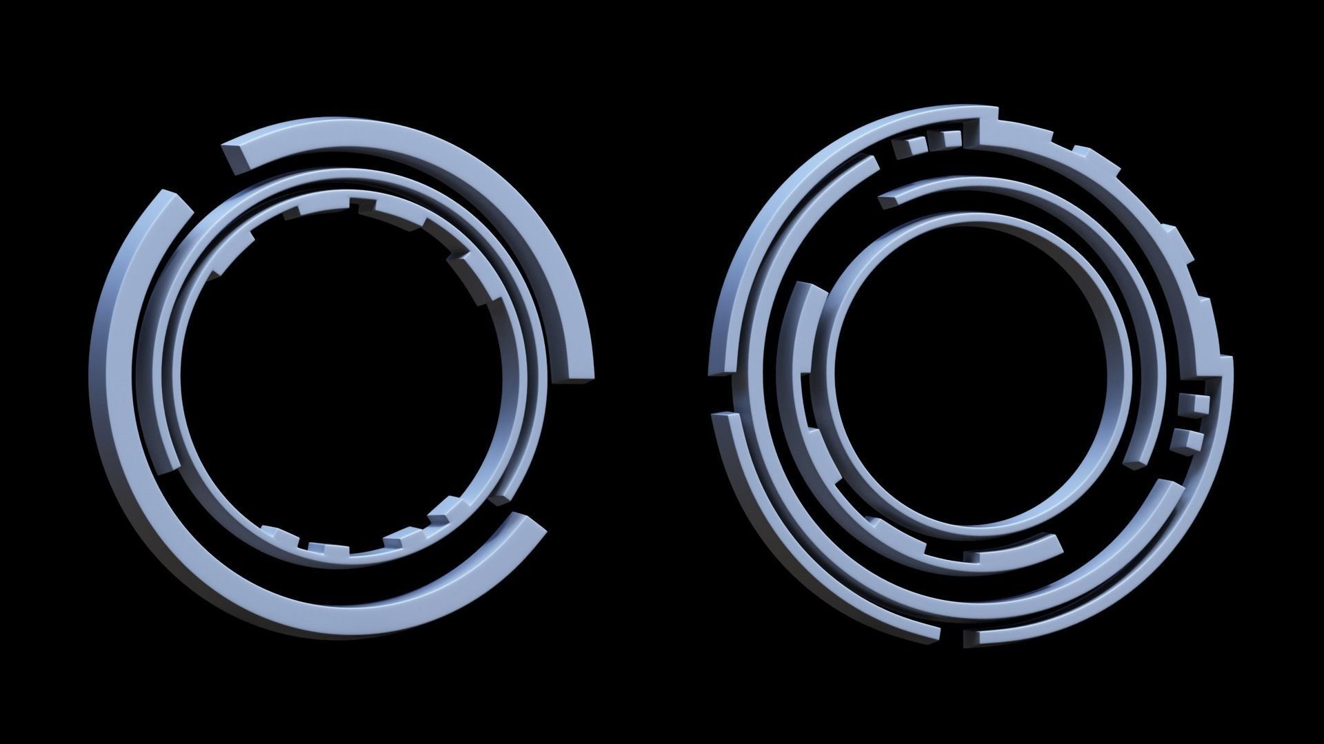 100 Sci-fi Hologram Base Mesh Pack Low-poly 3D model_12