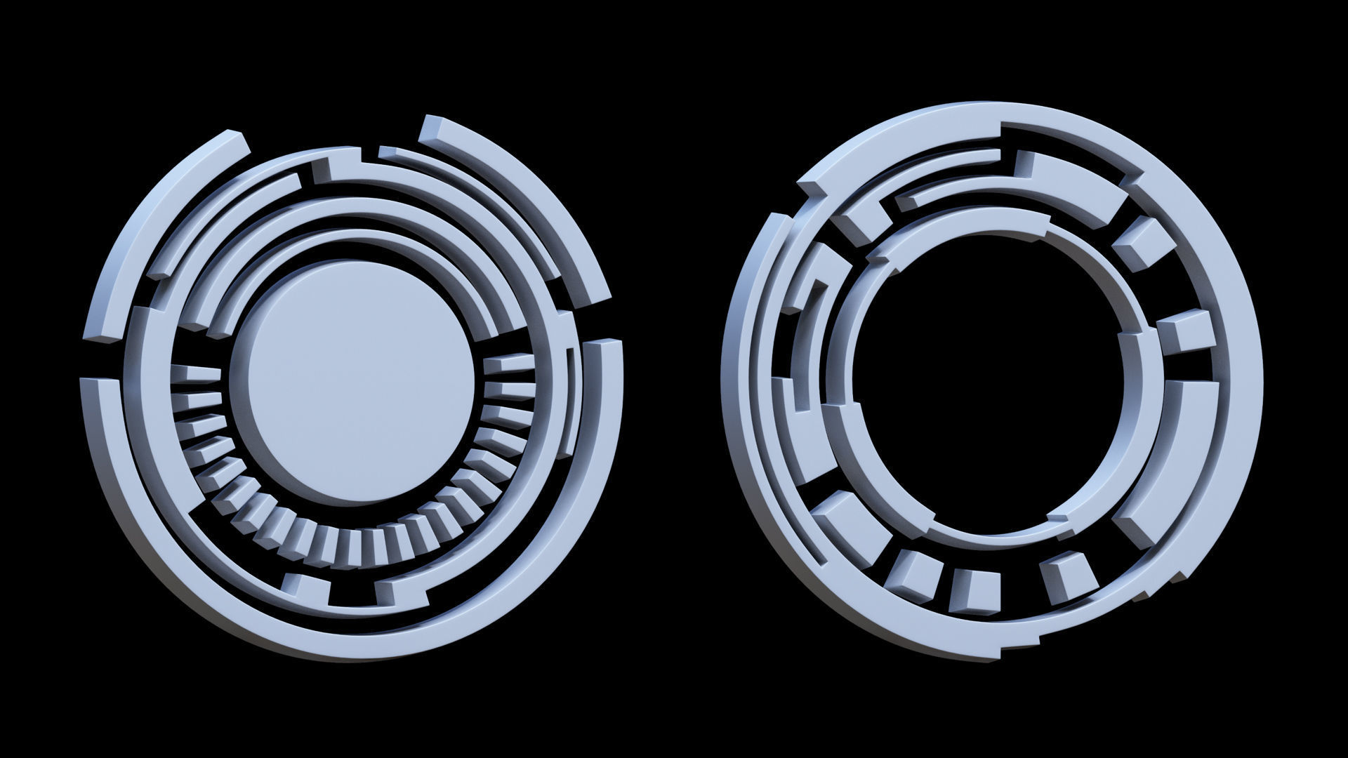 100 Sci-fi Hologram Base Mesh Pack Low-poly 3D model_42