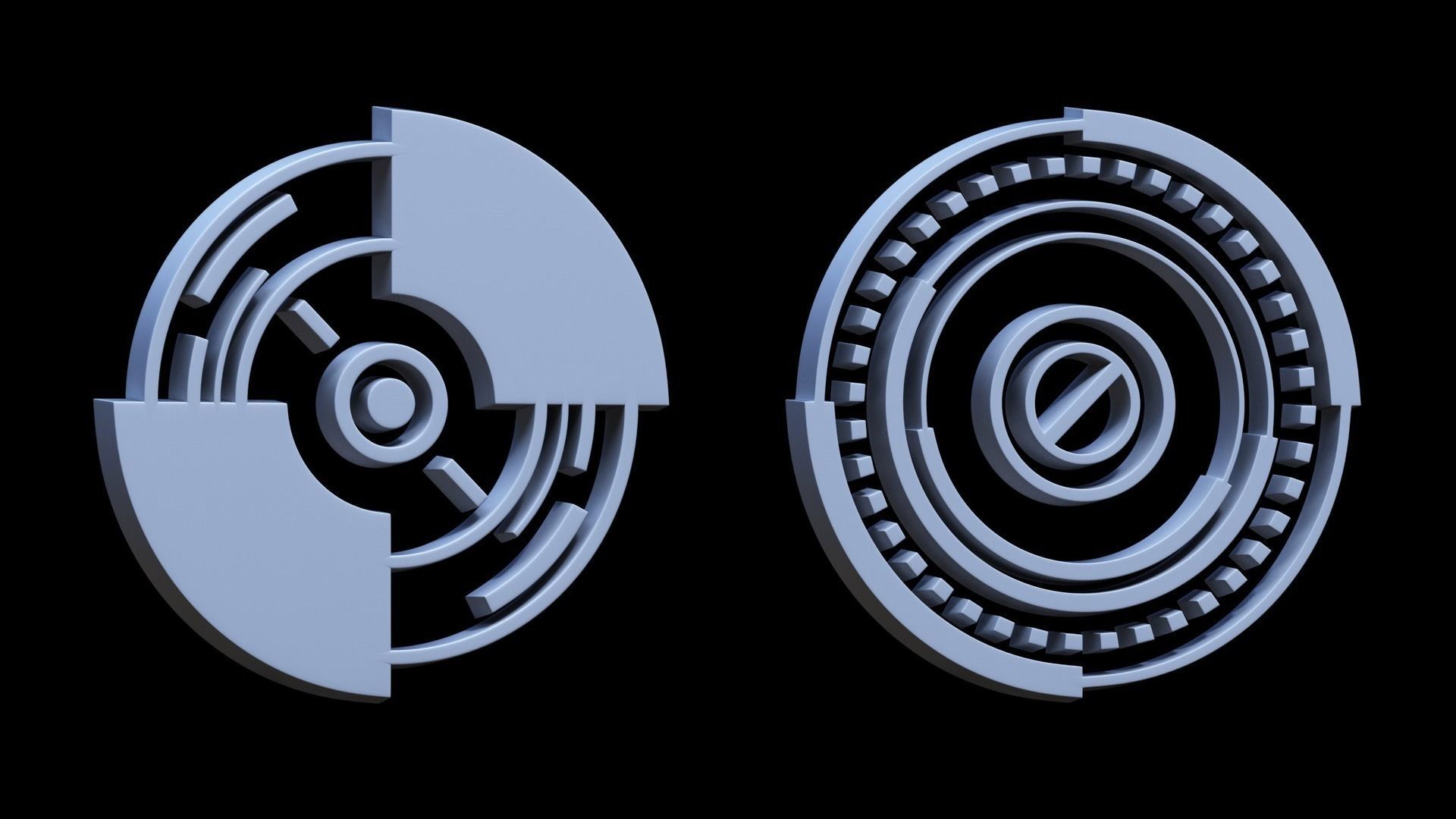 100 Sci-fi Hologram Base Mesh Pack Low-poly 3D model_19