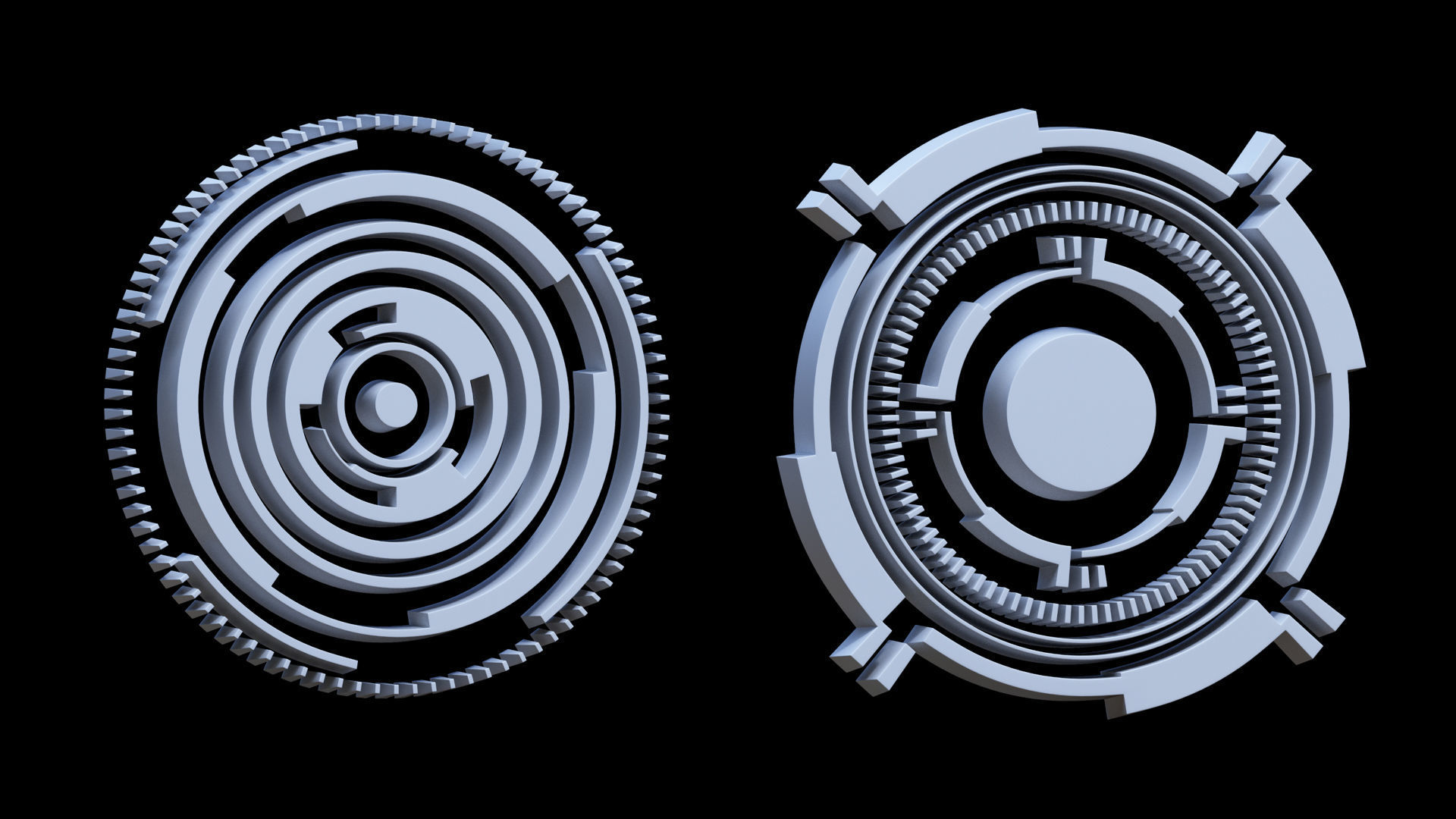 100 Sci-fi Hologram Base Mesh Pack Low-poly 3D model_52