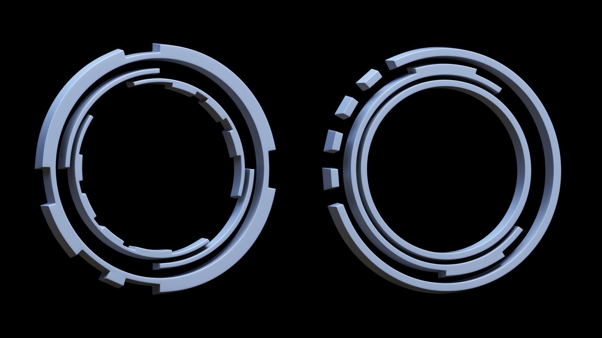 100 Sci-fi Hologram Base Mesh Pack Low-poly 3D model_11