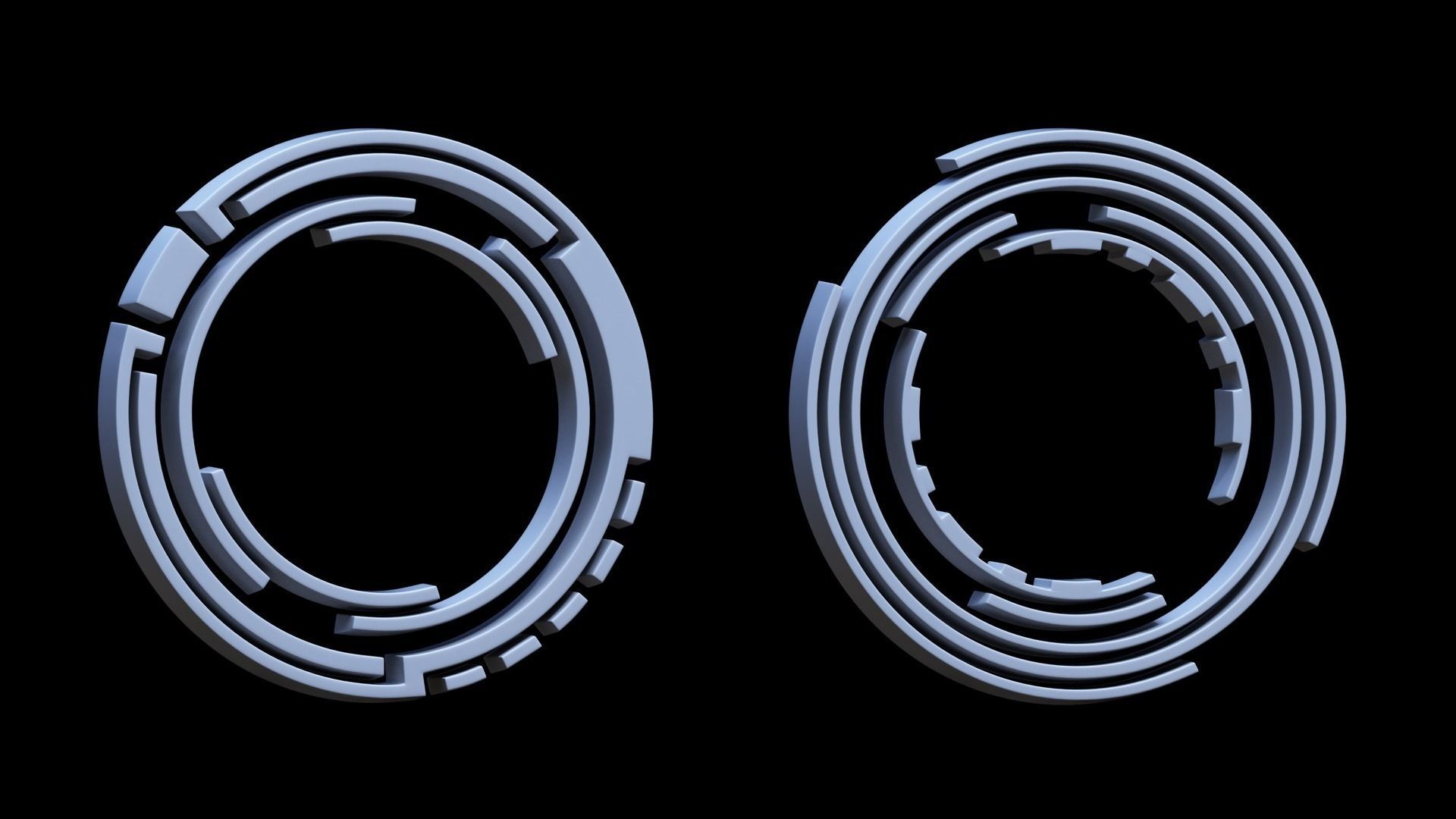 100 Sci-fi Hologram Base Mesh Pack Low-poly 3D model_13