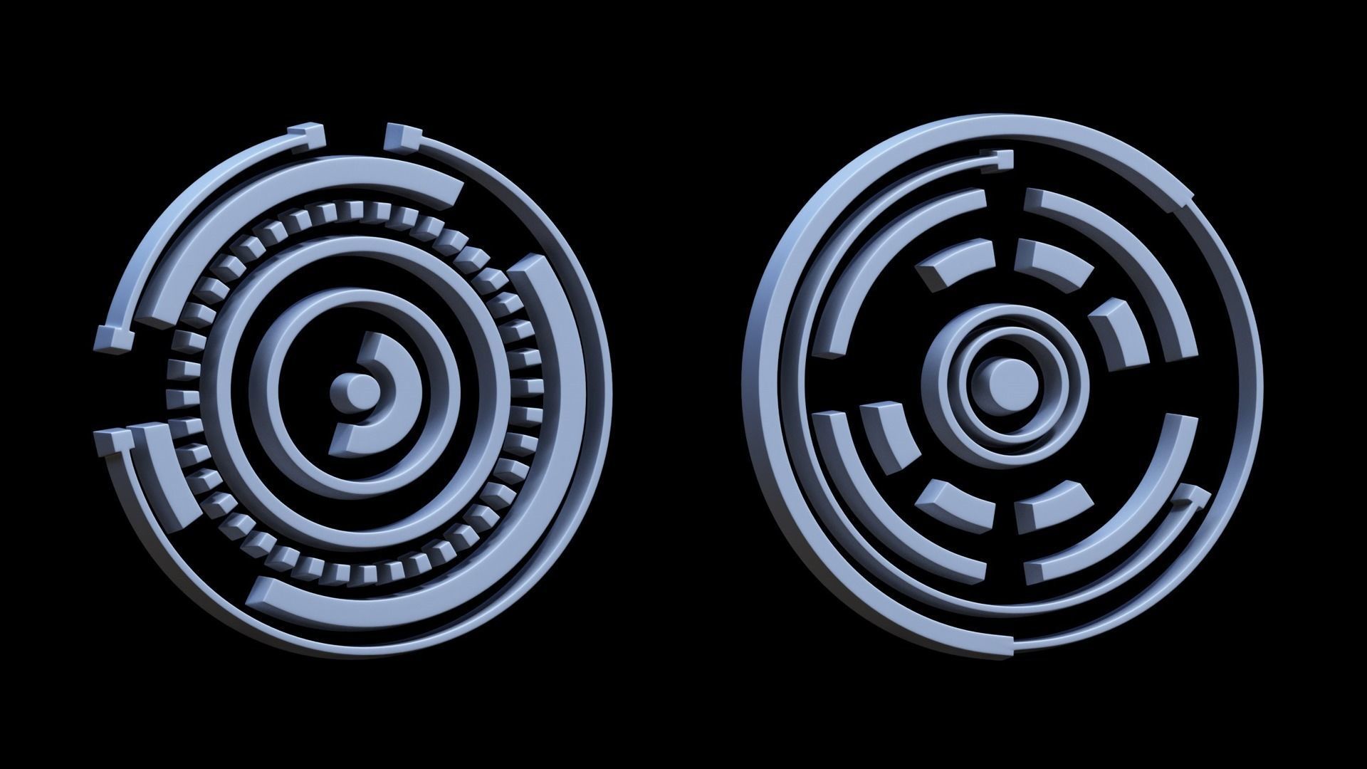 100 Sci-fi Hologram Base Mesh Pack Low-poly 3D model_26