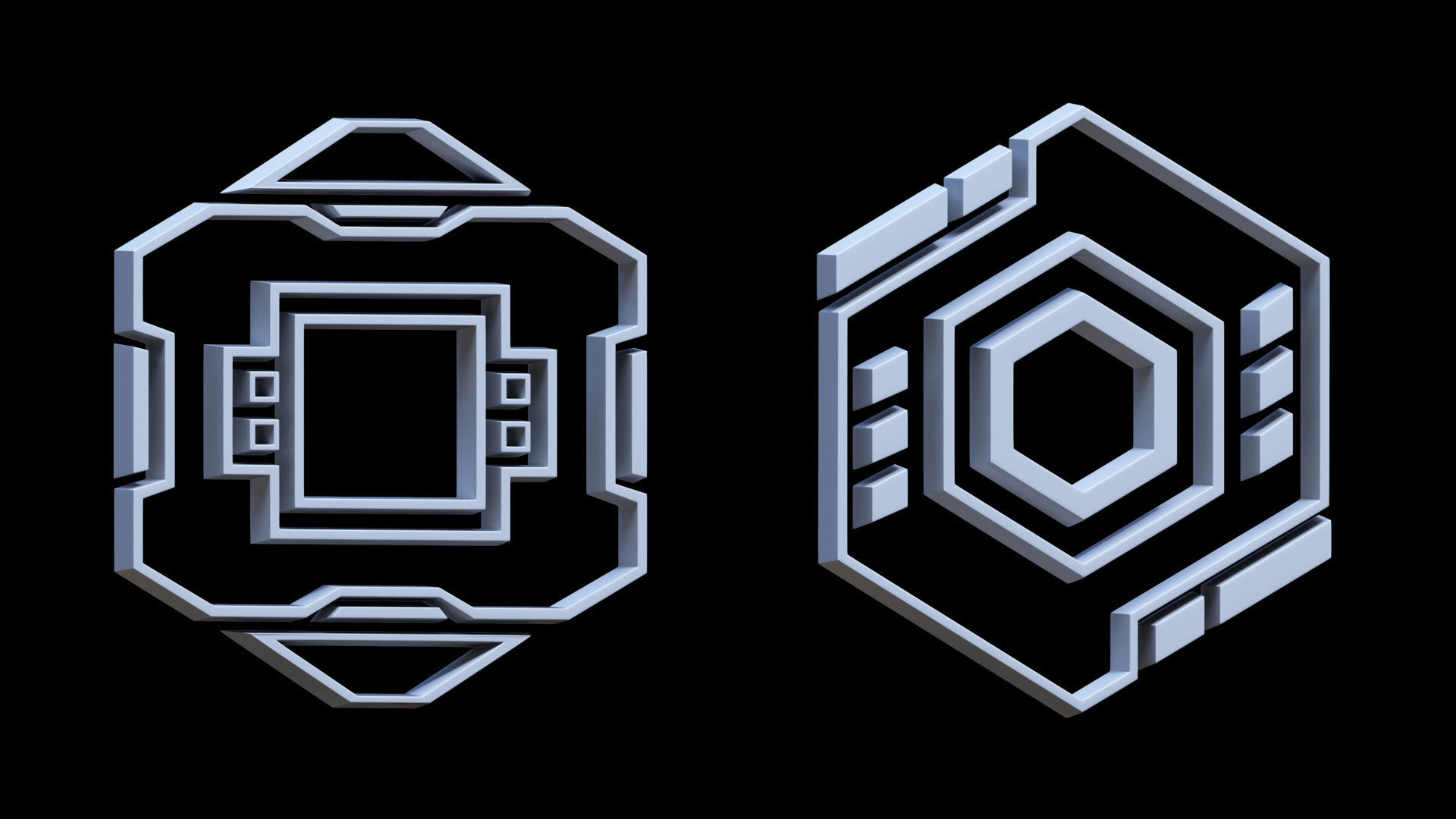 100 Sci-fi Hologram Base Mesh Pack Low-poly 3D model_49