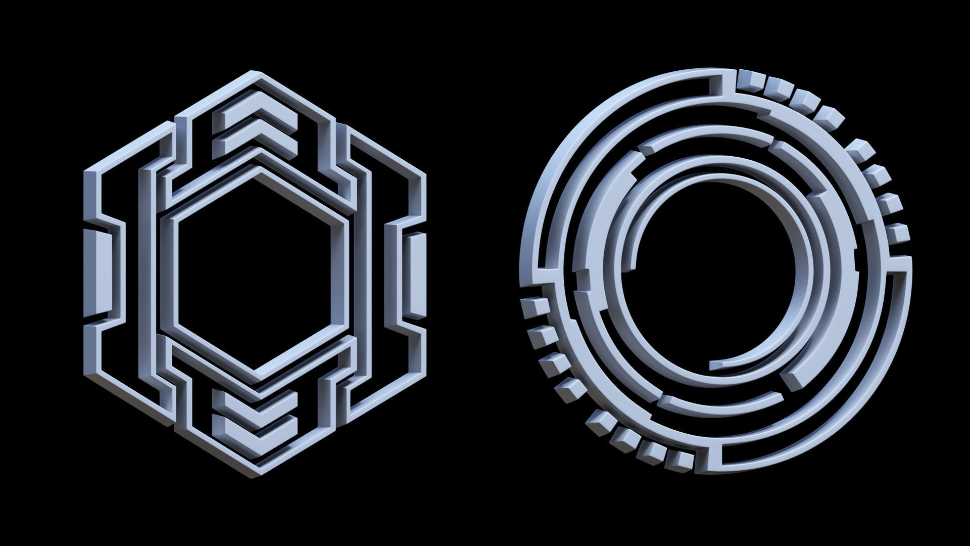 100 Sci-fi Hologram Base Mesh Pack Low-poly 3D model_48