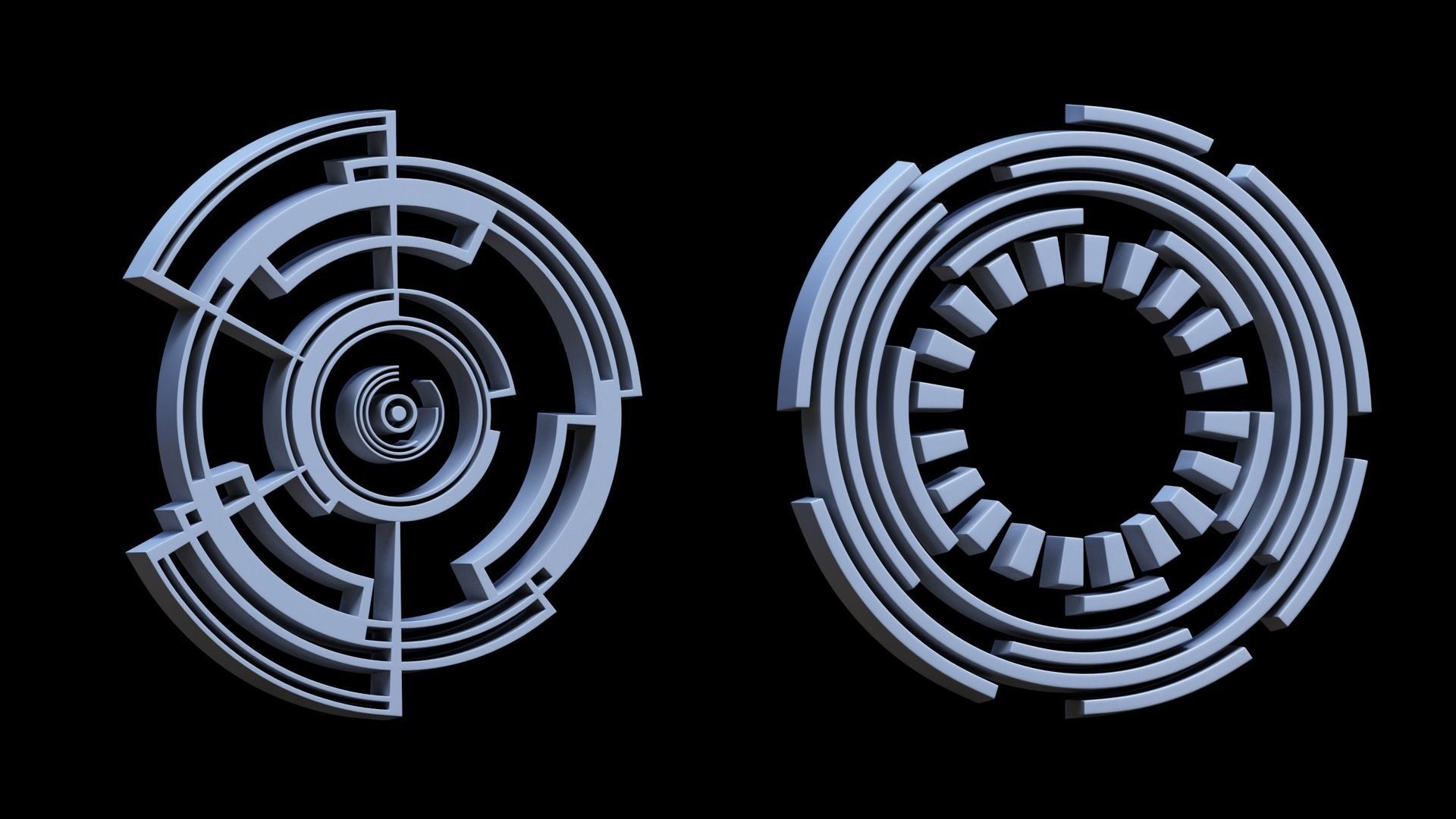 100 Sci-fi Hologram Base Mesh Pack Low-poly 3D model_5