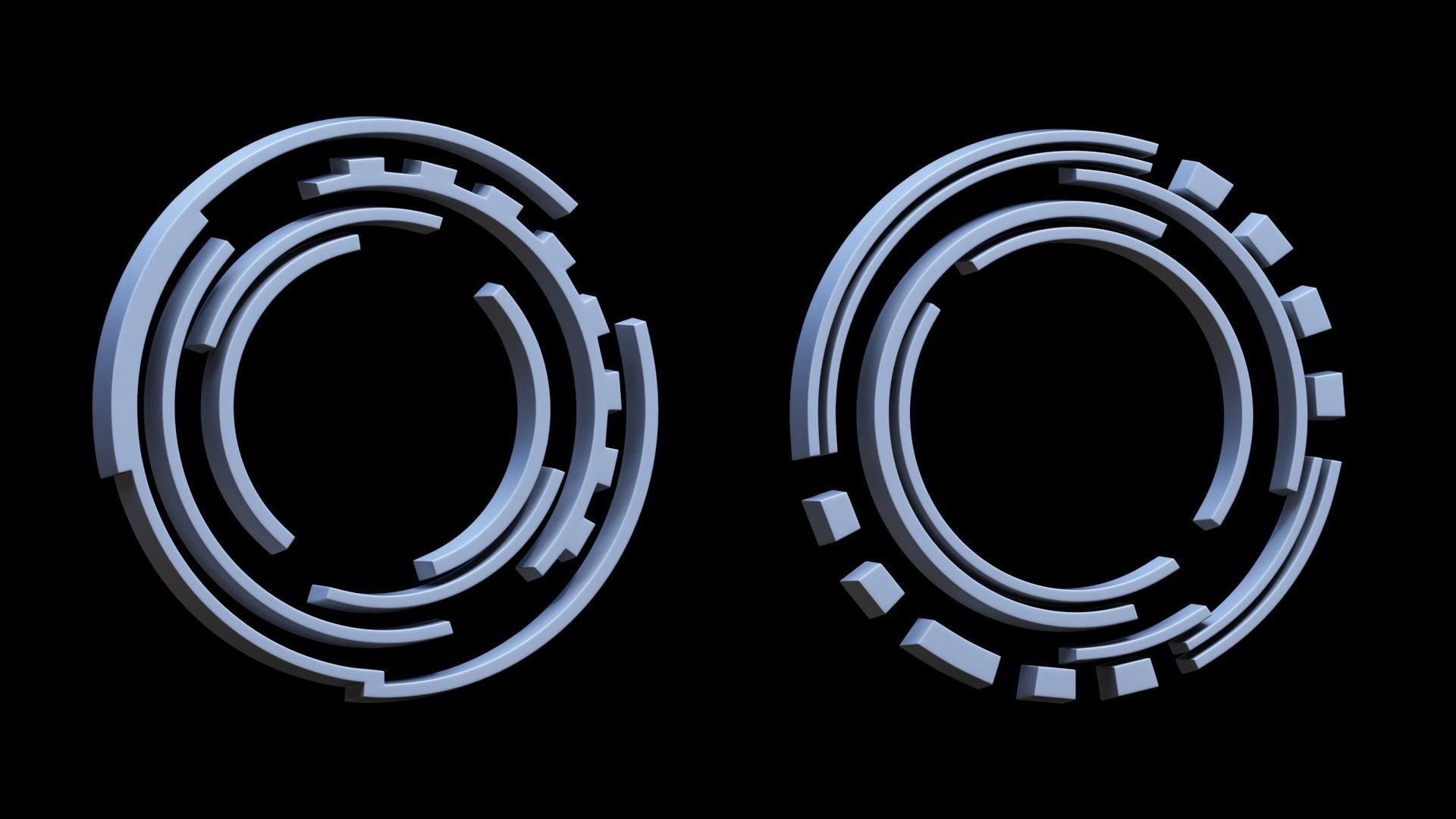 100 Sci-fi Hologram Base Mesh Pack Low-poly 3D model_14