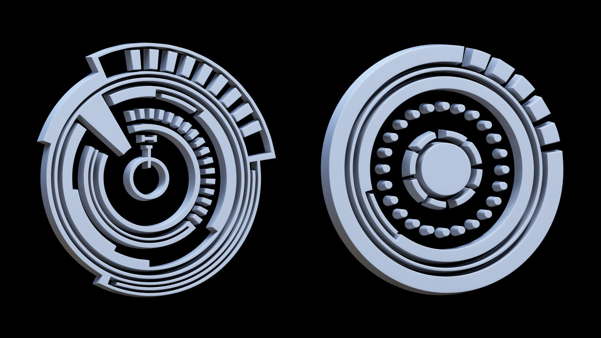 100 Sci-fi Hologram Base Mesh Pack Low-poly 3D model_43