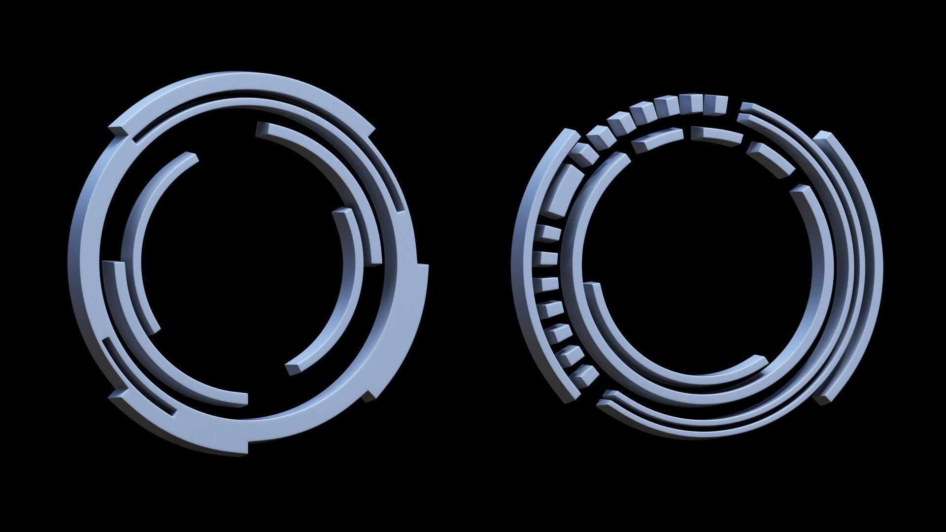 100 Sci-fi Hologram Base Mesh Pack Low-poly 3D model_15