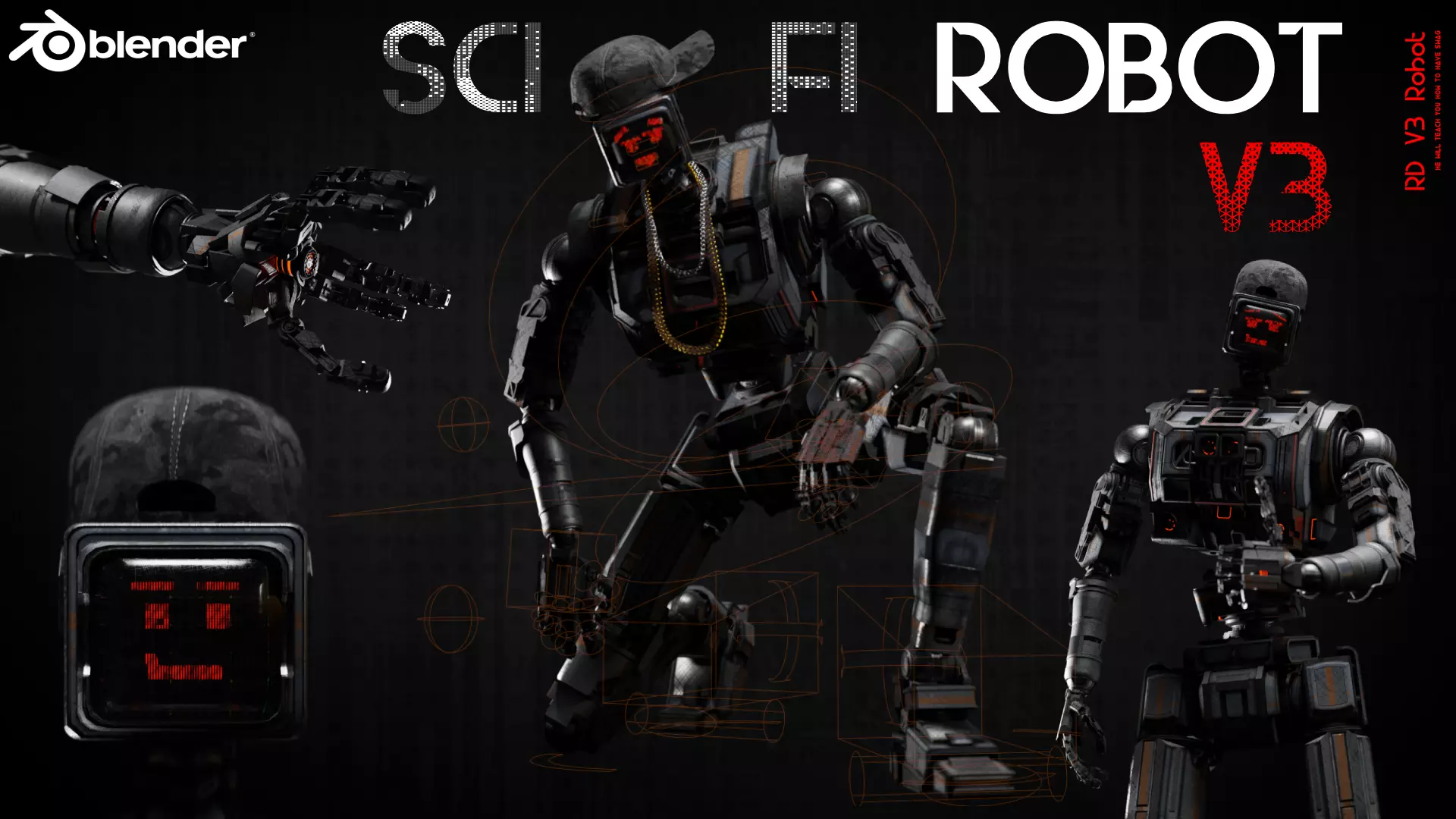 Sci Fi Robot Model V3 3D model_0