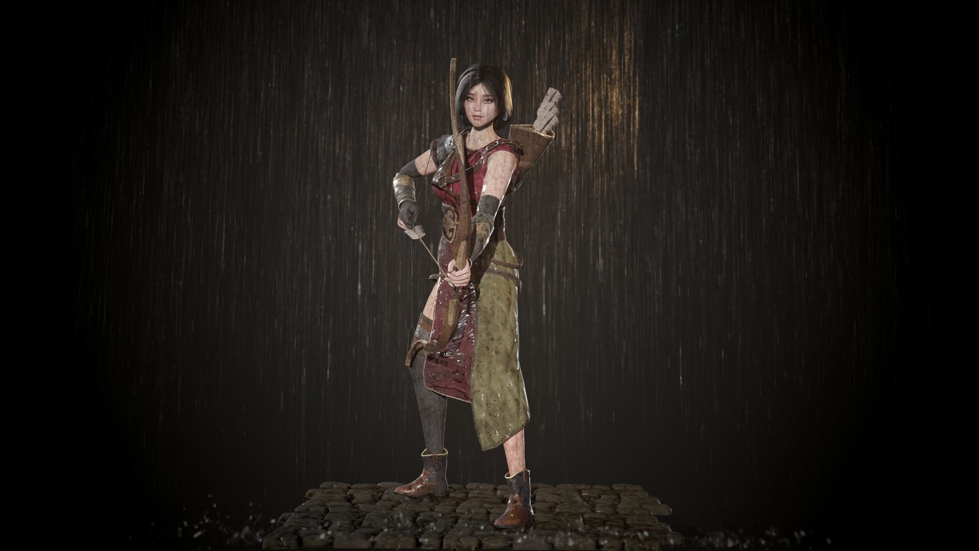 Archer - Female Character Low-poly 3D model_7