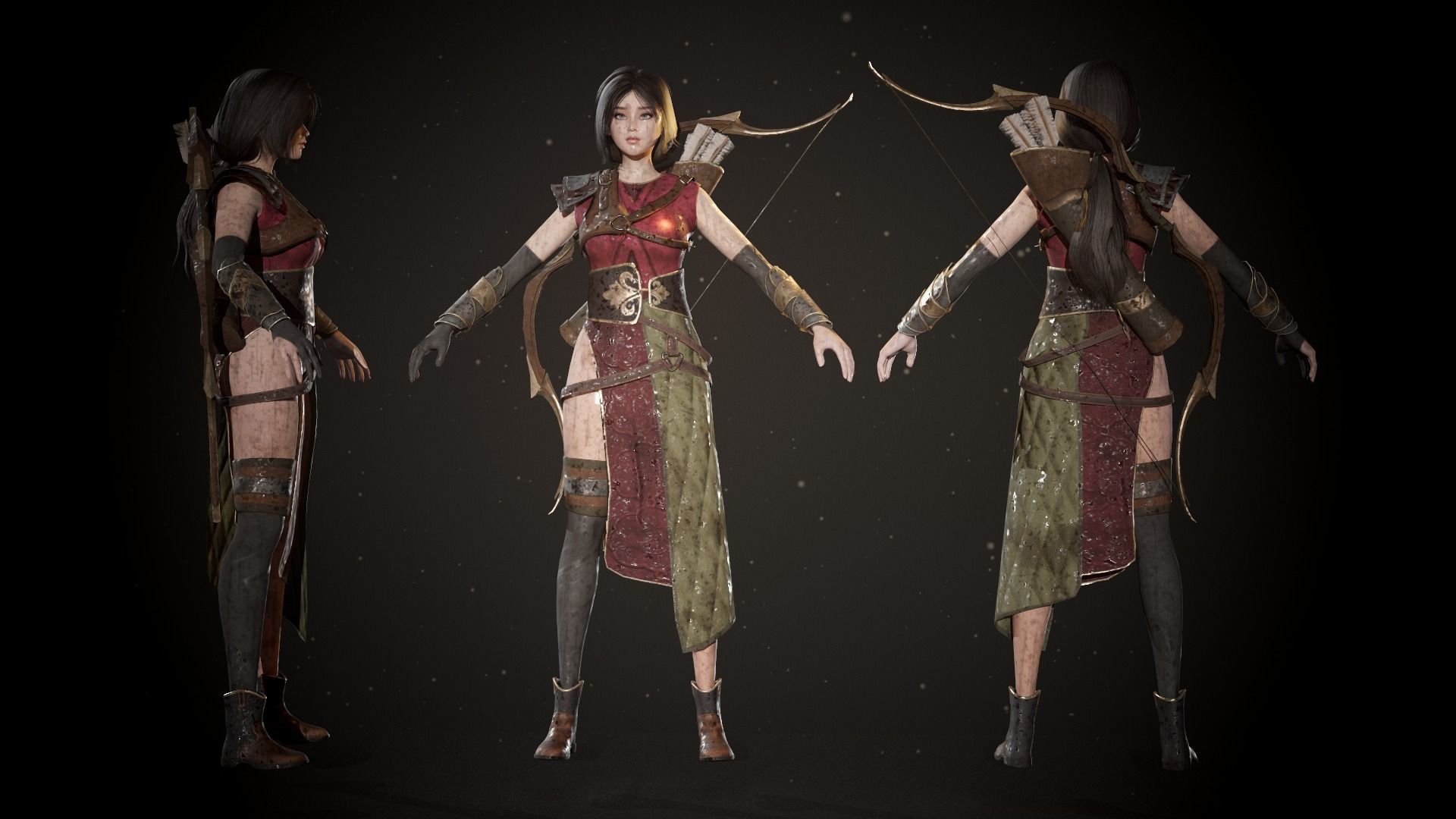 Archer - Female Character Low-poly 3D model_6