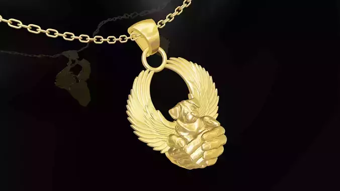 Little angel cute dog hand gold pendant jewelry