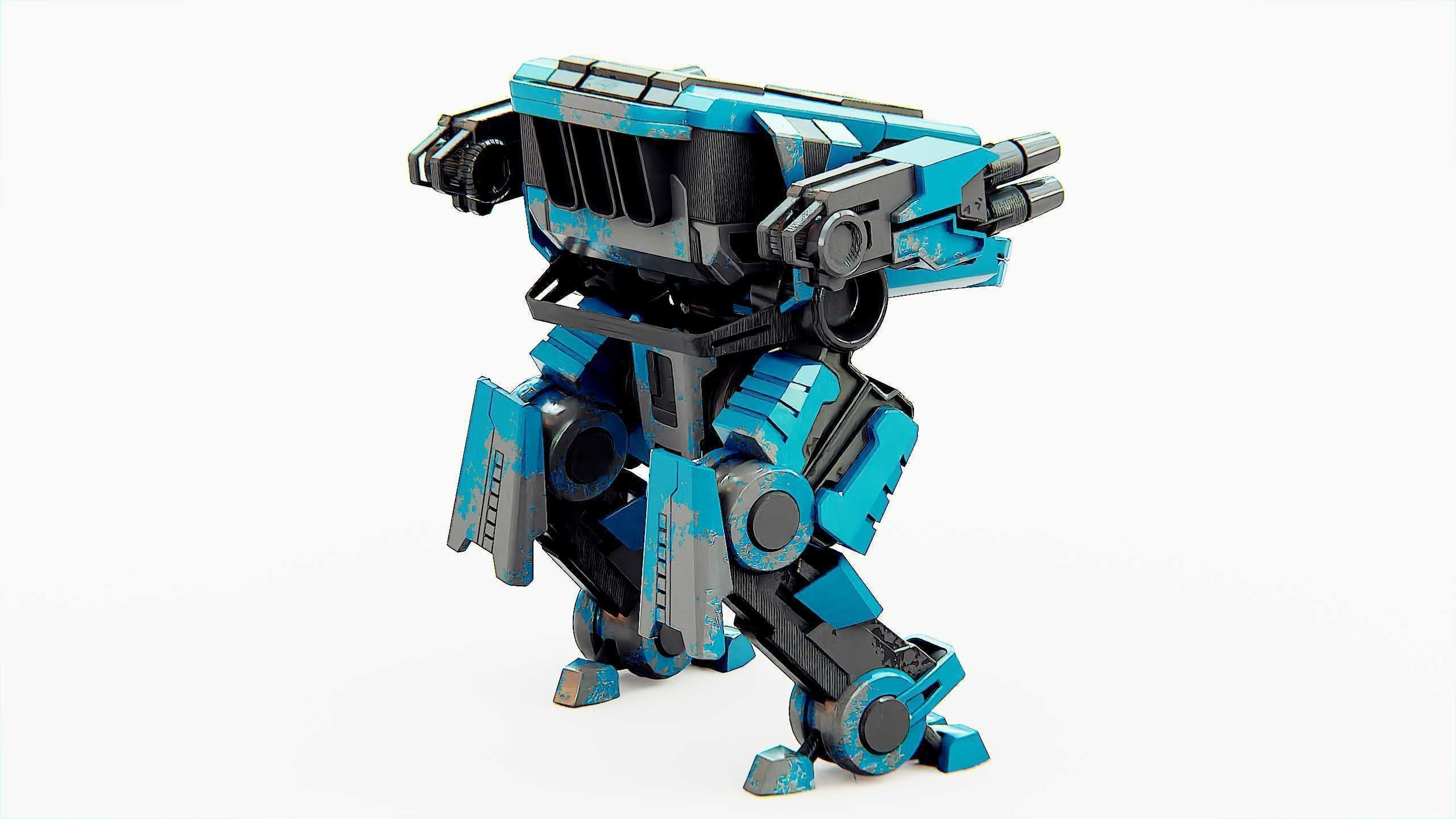 MILITARY DROID X-560 Rigged for Unreal Engine - Unity - MIXAMO 3D model_11