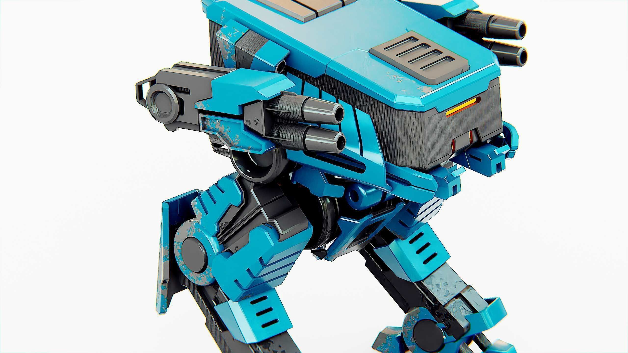 MILITARY DROID X-560 Rigged for Unreal Engine - Unity - MIXAMO 3D model_24