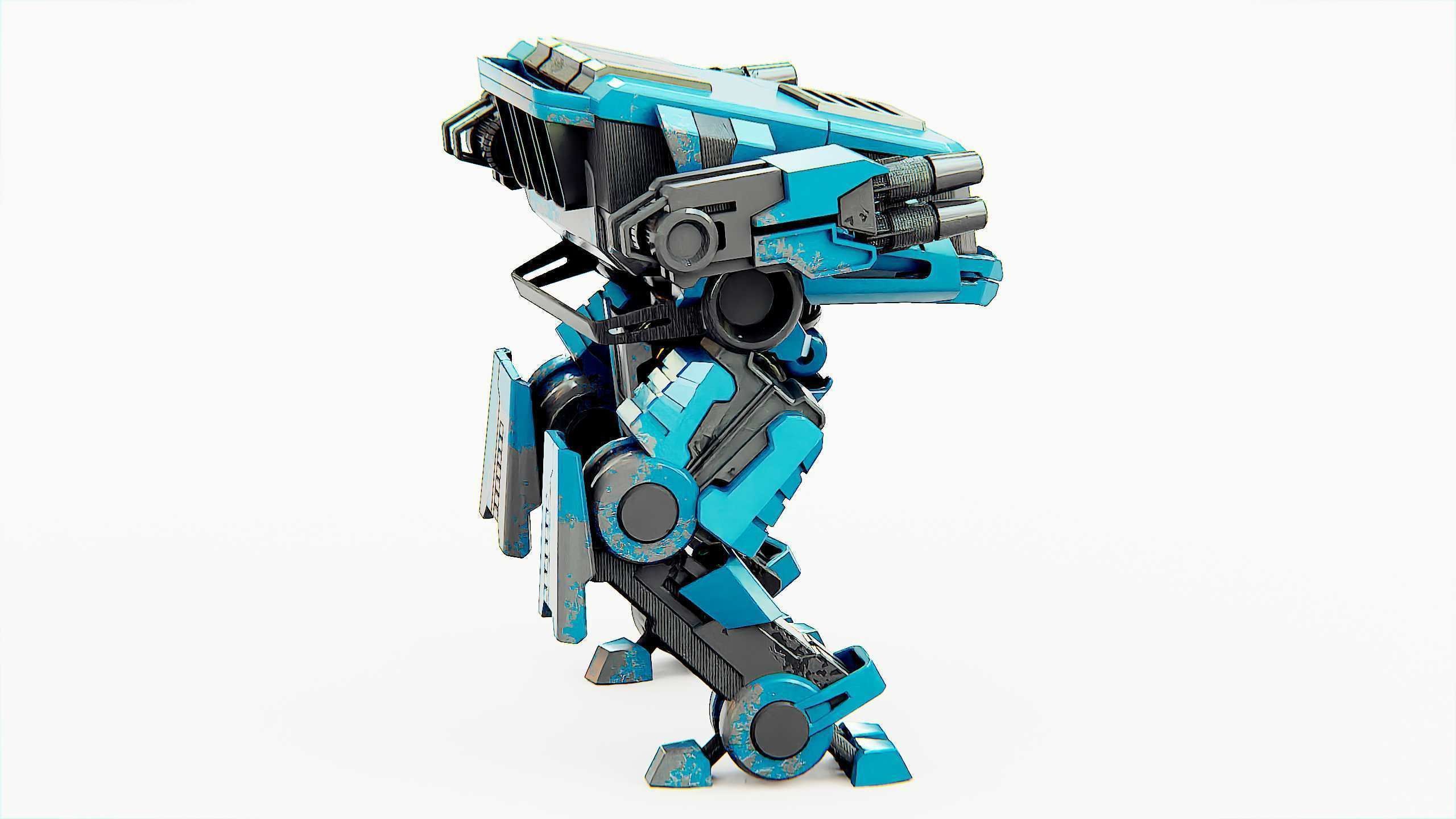 MILITARY DROID X-560 Rigged for Unreal Engine - Unity - MIXAMO 3D model_9