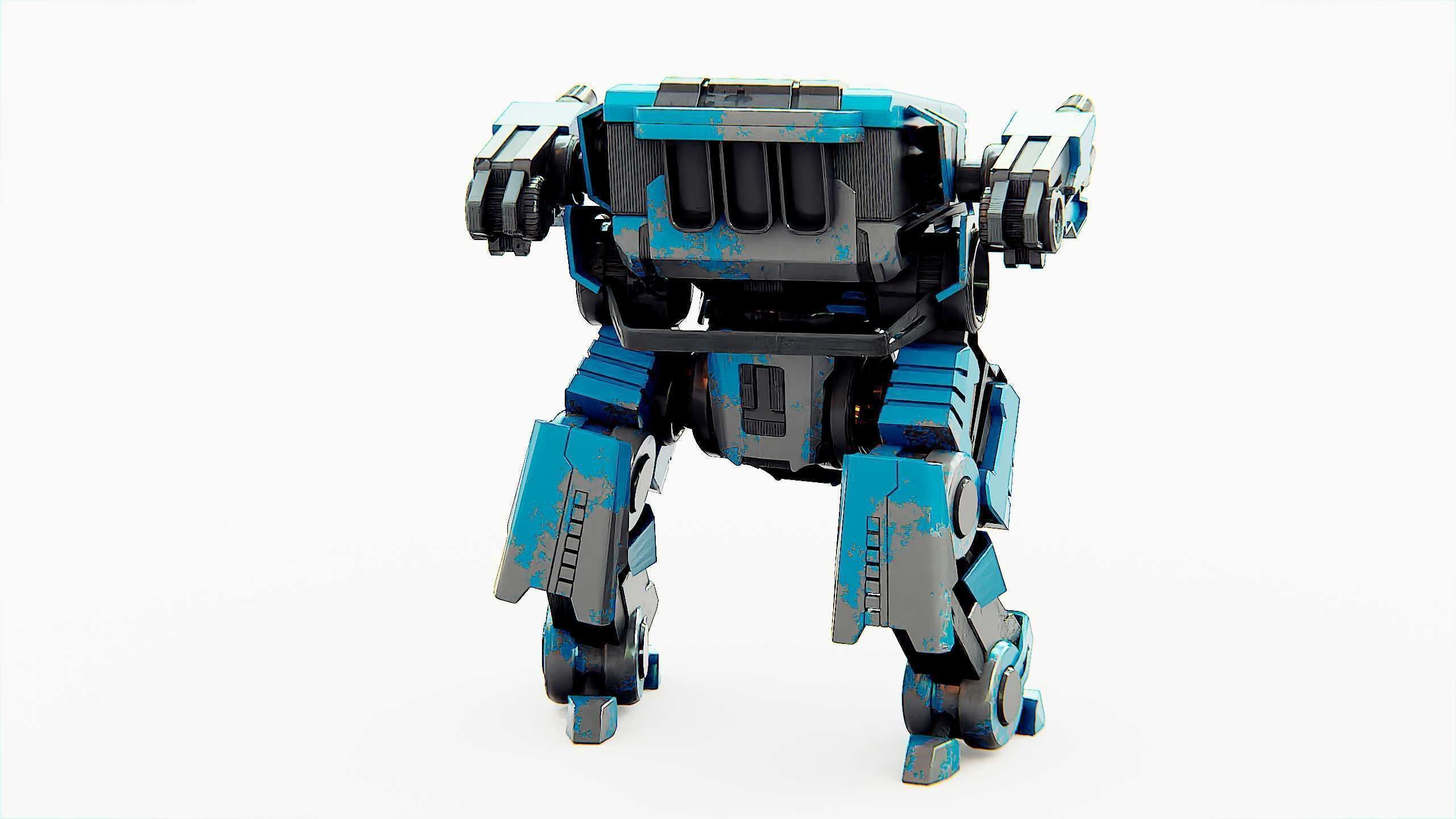 MILITARY DROID X-560 Rigged for Unreal Engine - Unity - MIXAMO 3D model_14