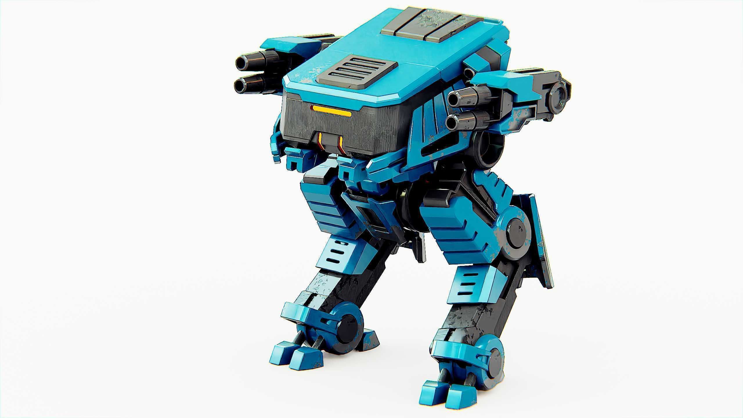 MILITARY DROID X-560 Rigged for Unreal Engine - Unity - MIXAMO 3D model_23