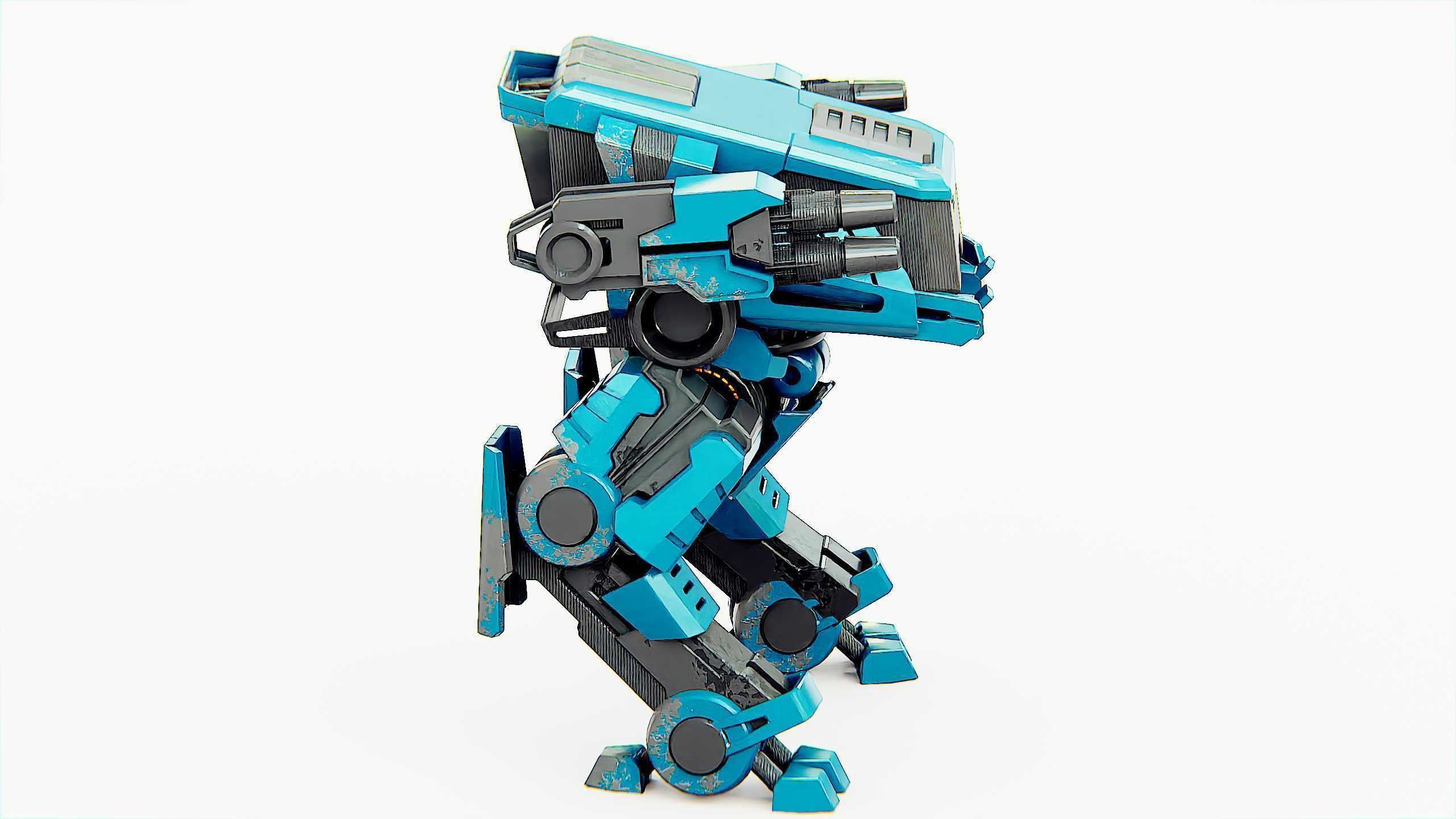 MILITARY DROID X-560 Rigged for Unreal Engine - Unity - MIXAMO 3D model_7